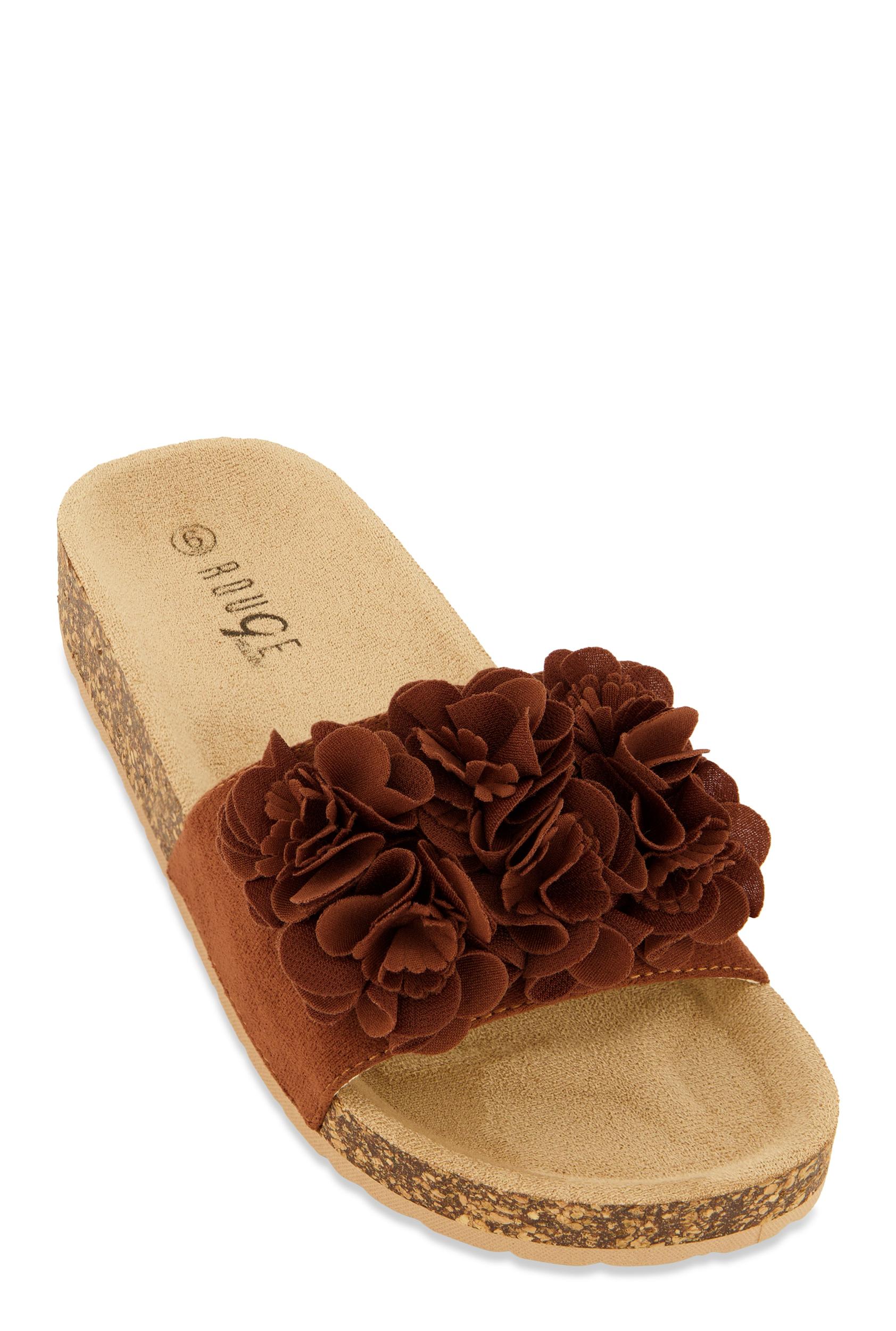 Womens Flower Petal Band Platform Slide Sandals Product Image