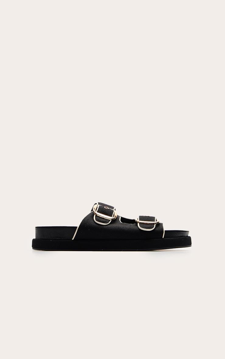 Black Contrast Woven Buckle Footbed Sandals Product Image