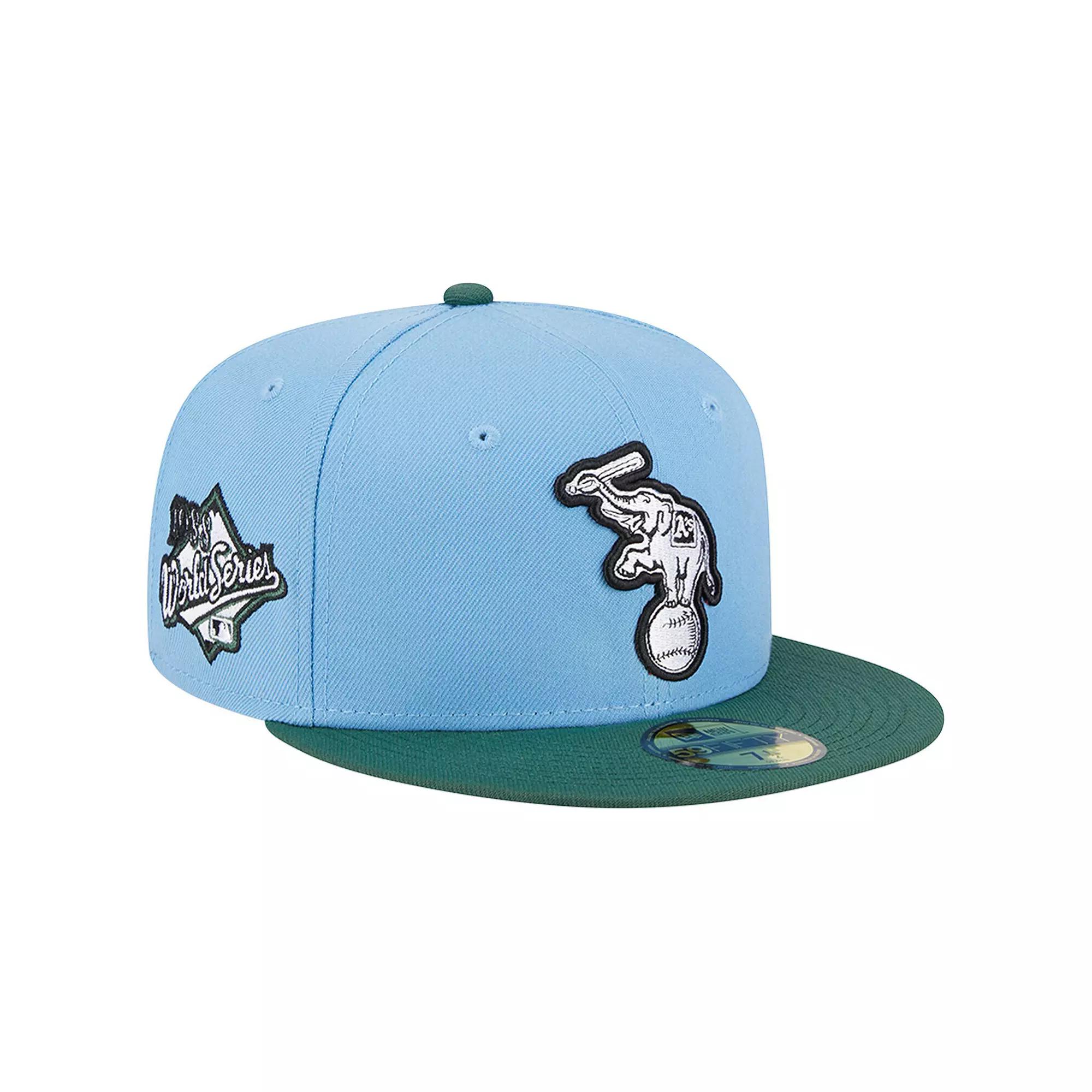 Men's New Era Sky Blue/Cilantro Oakland Athletics 1988 World Series 59FIFTY Fitted Hat,  Product Image