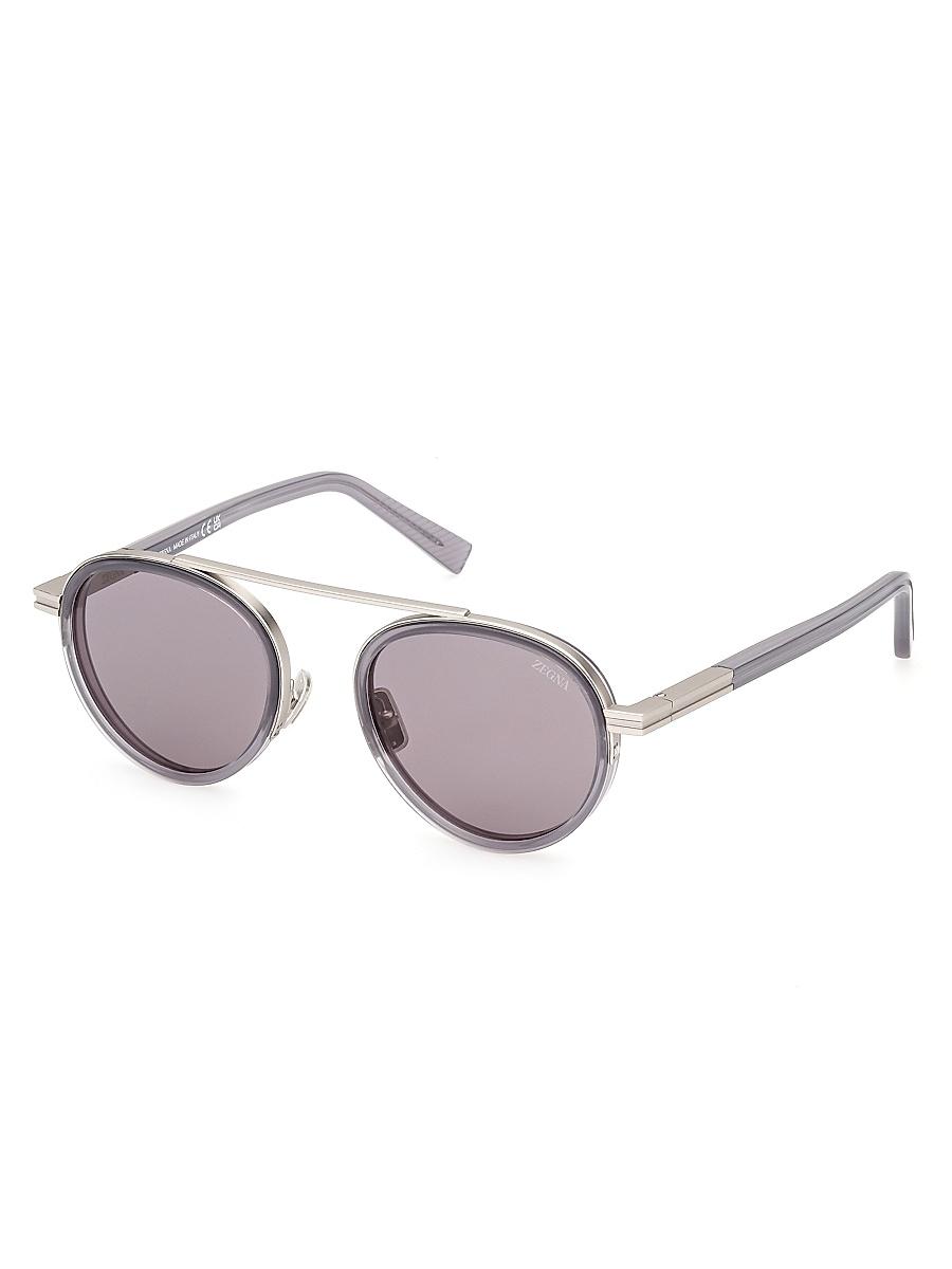 Mens 51MM Round Metal Sunglasses Product Image