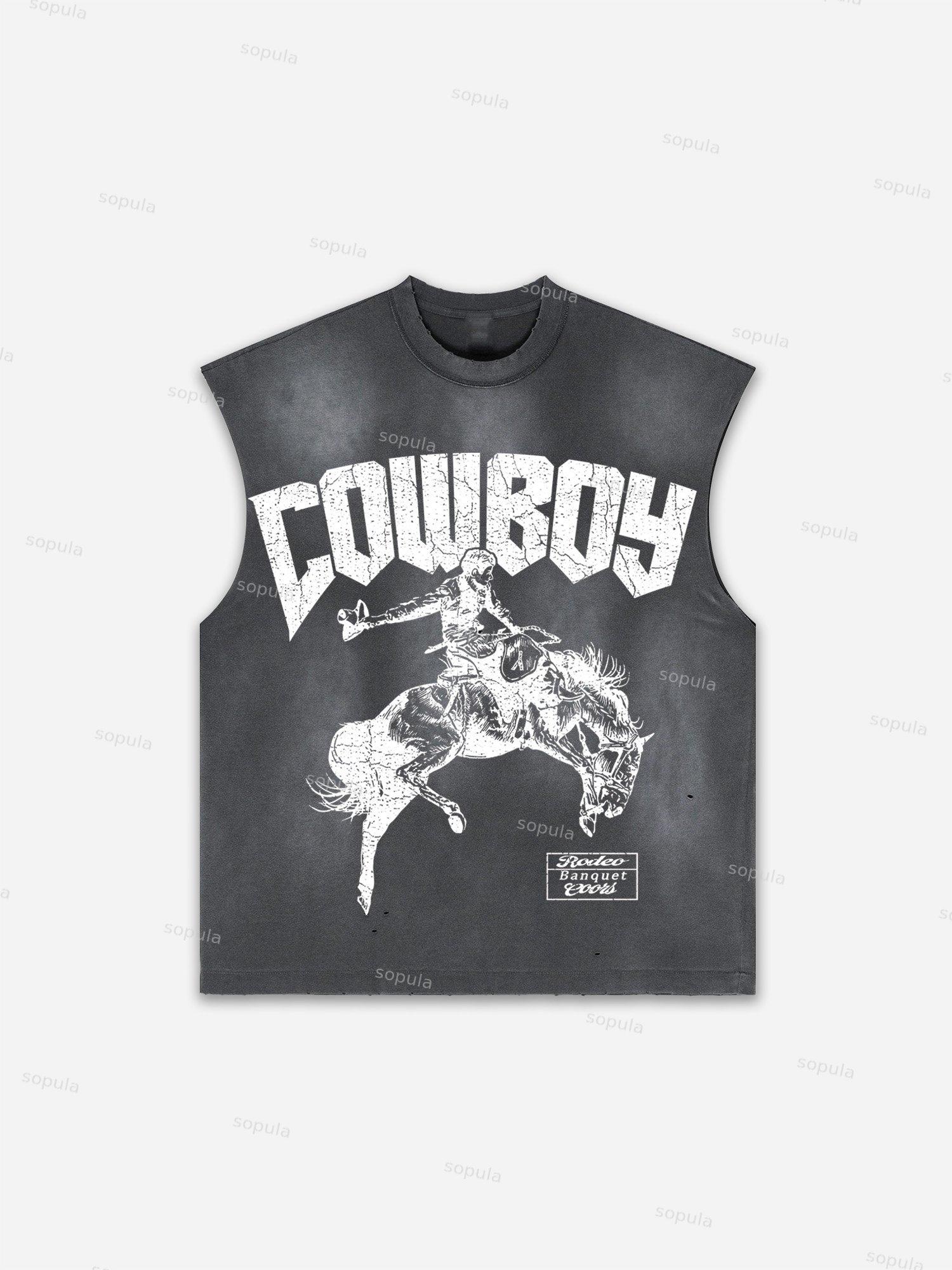 Street Abstract Portrait Print Distressed Tank Top Product Image