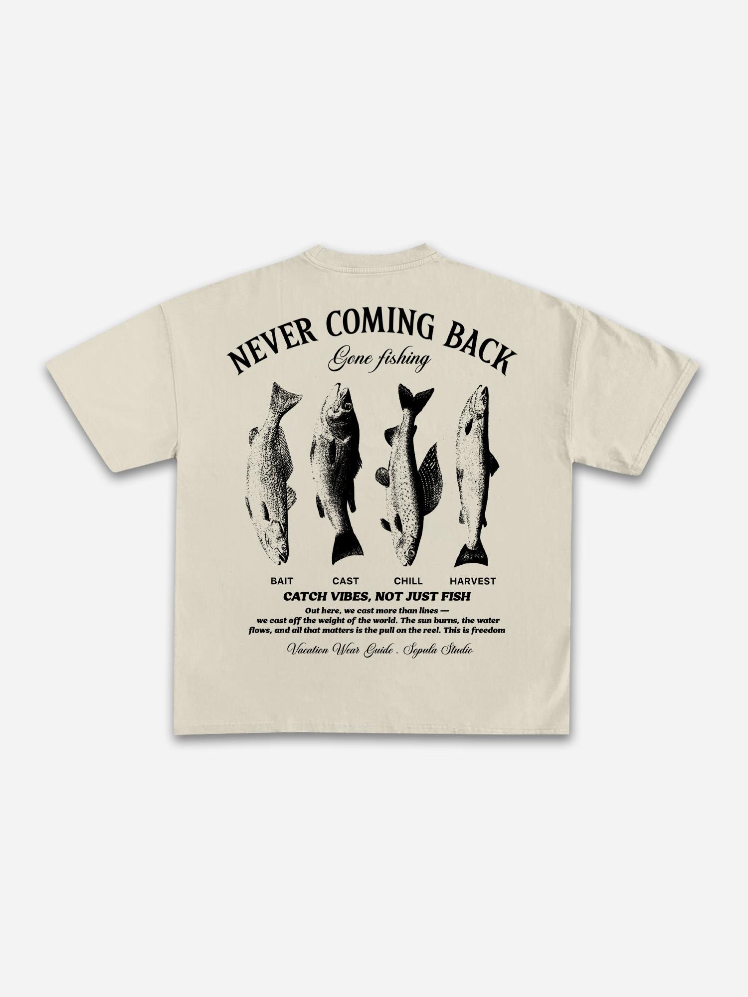 Vacation Wear Guide Vintage Sea Fishing Graphic Cotton T-shirt Product Image