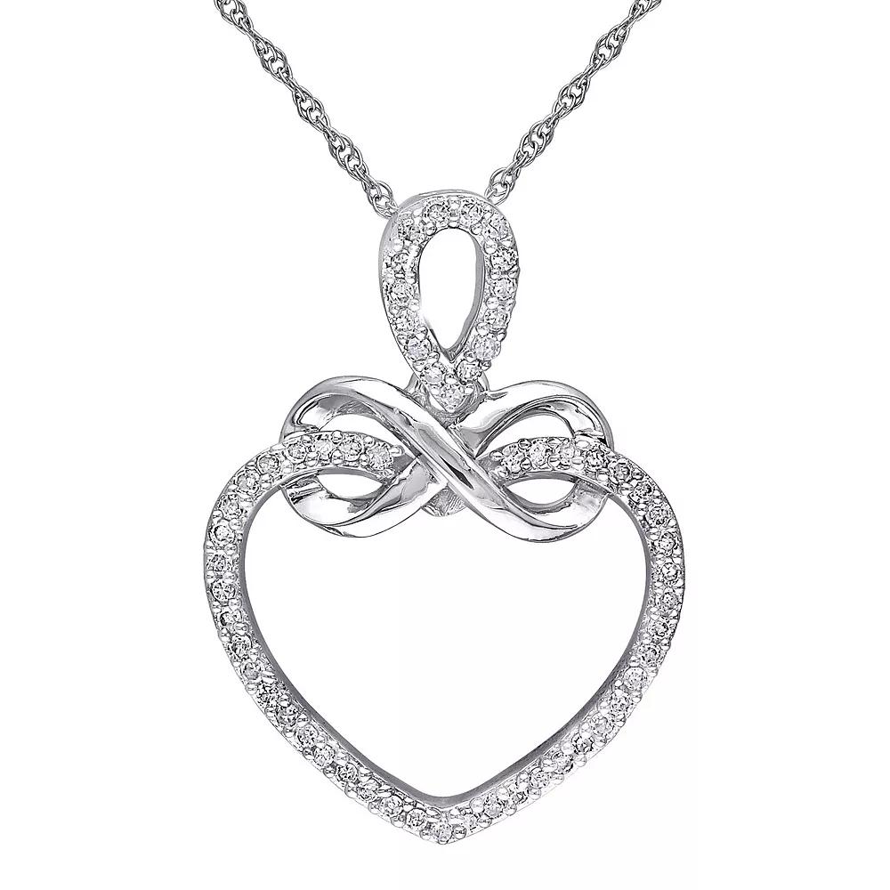Stella Grace 10K White Gold 1/5 Carat T.W. Diamond Infinity Heart Pendant Necklace, Women's, Size: 17", 10k Whgold Product Image