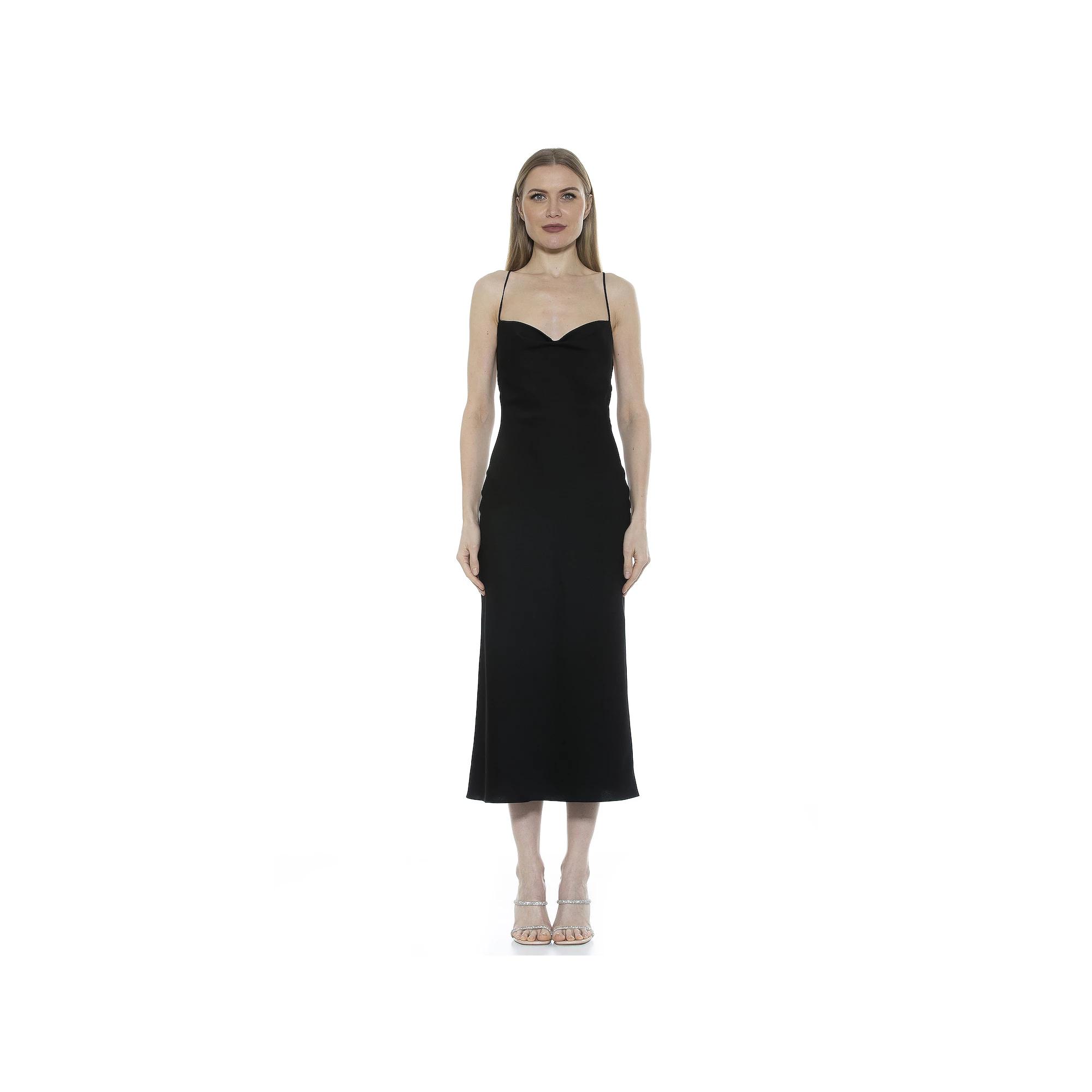 Women's ALEXIA ADMOR Dionne Draped Midi Slip Dress,  Product Image