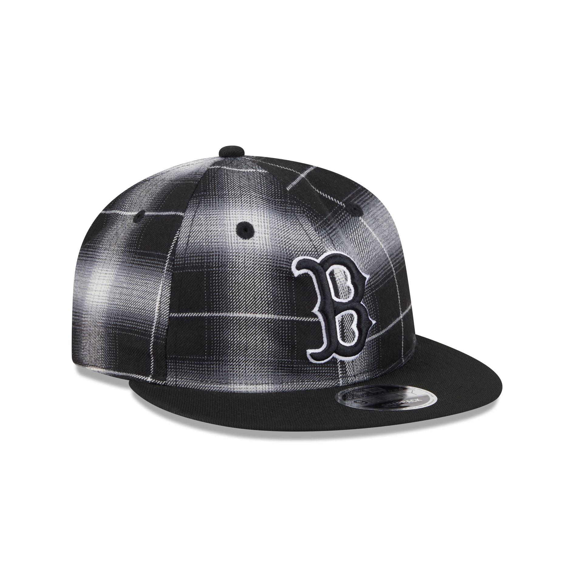 Boston Red Sox Black and White Plaid Retro Crown 9FIFTY Snapback Hat Male Product Image