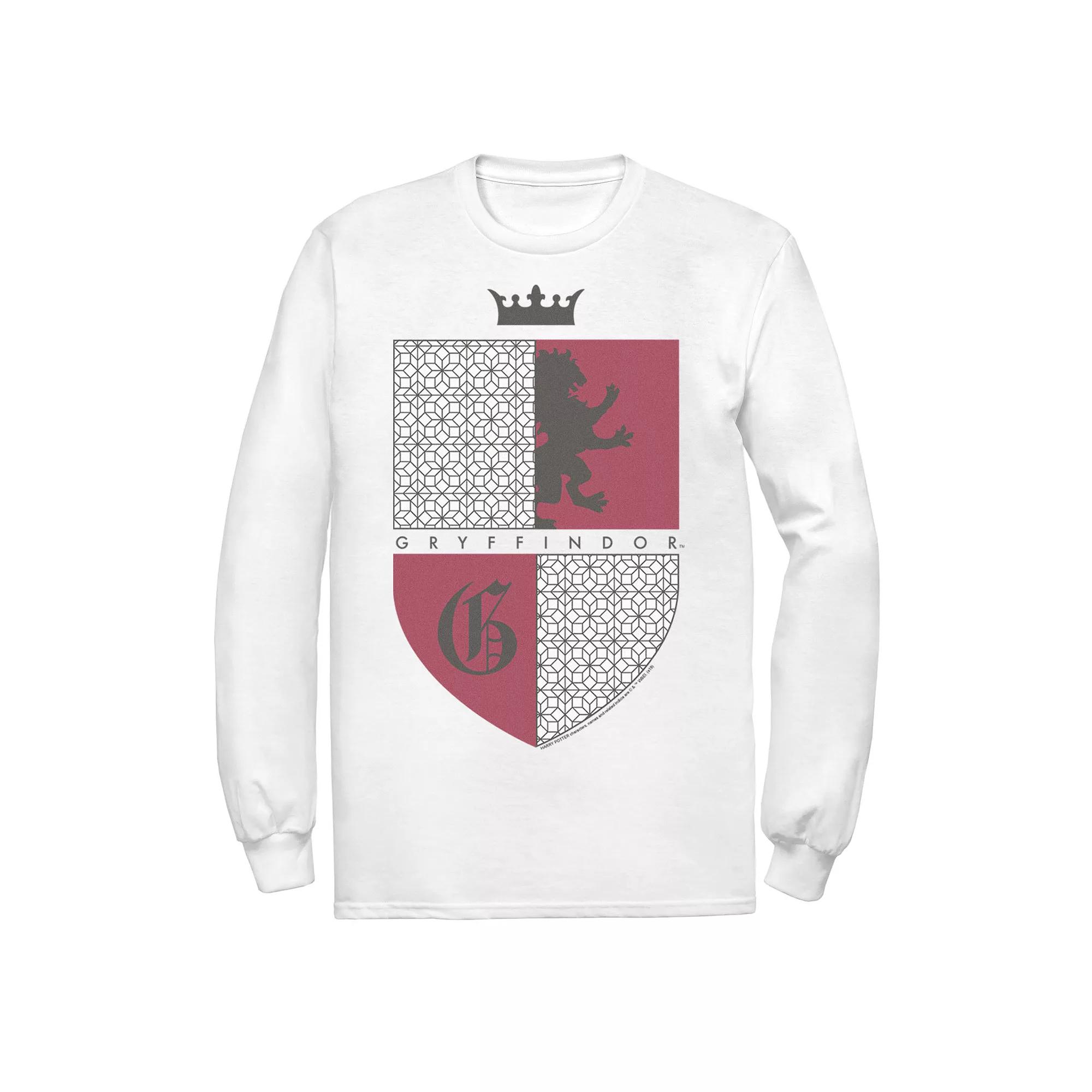Men's Harry Potter Deathly Hallows 2 Gryffindor Shield Long Sleeve Tee, Size: Small, White Product Image
