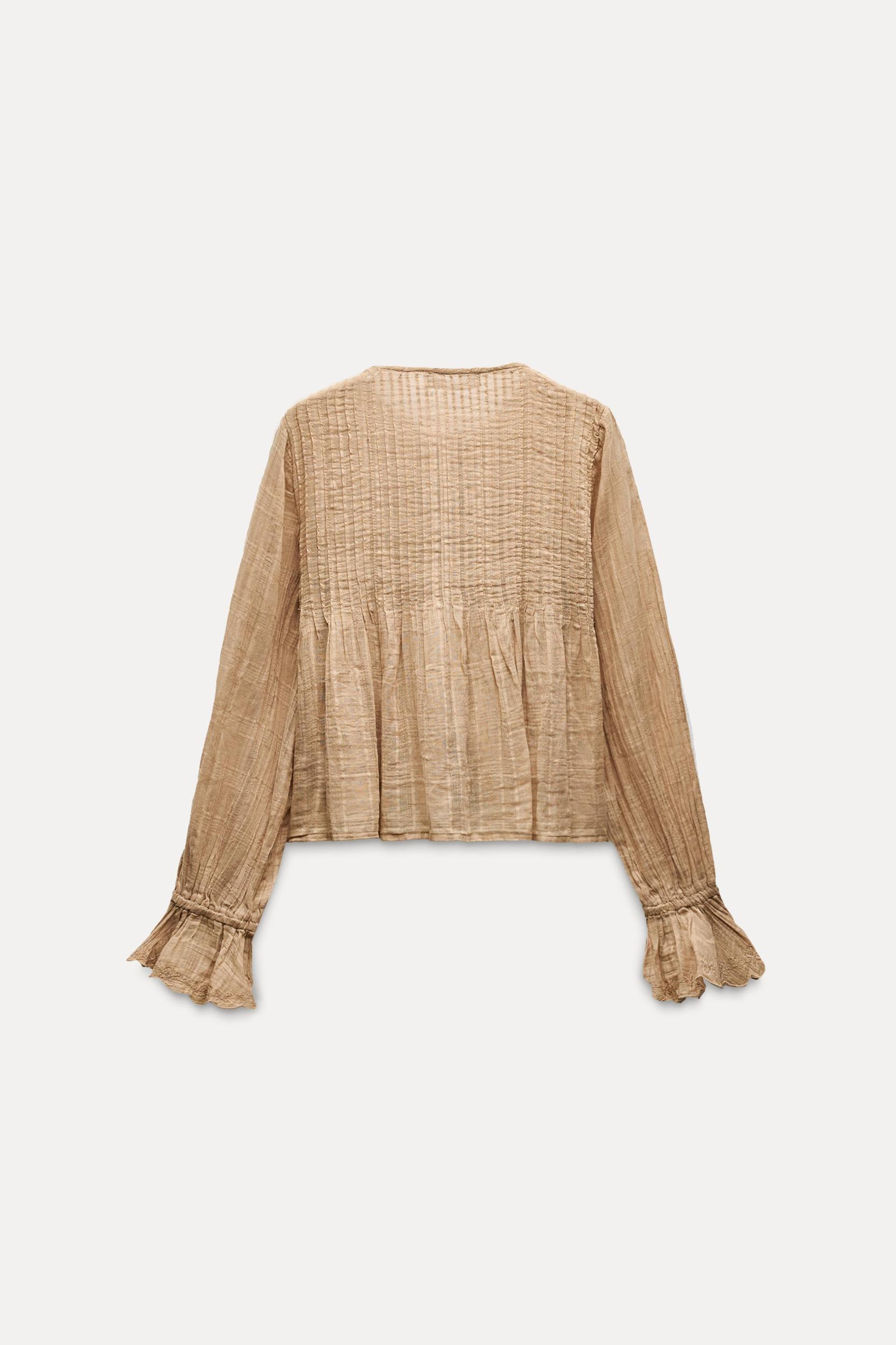 TEXTURED WEAVE RUFFLED SHIRT Product Image