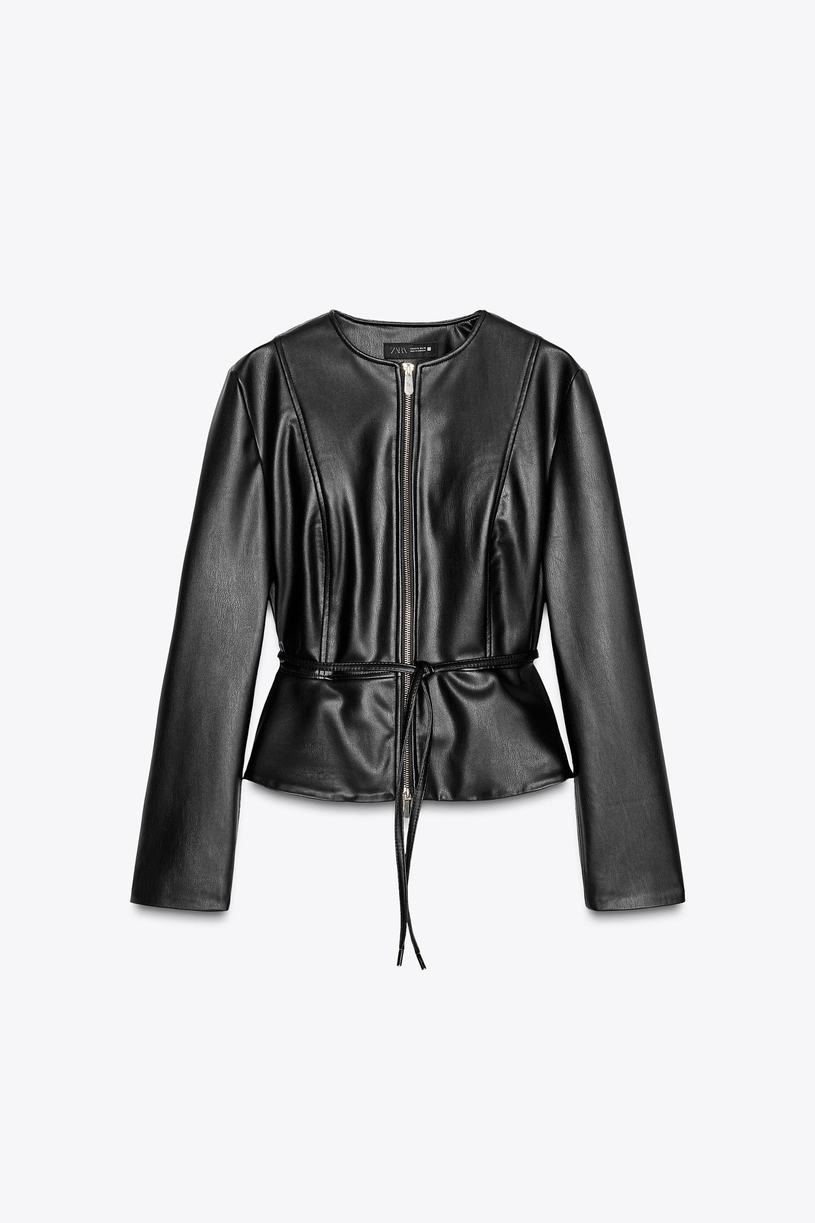 FAUX LEATHER PEPLUM JACKET Product Image