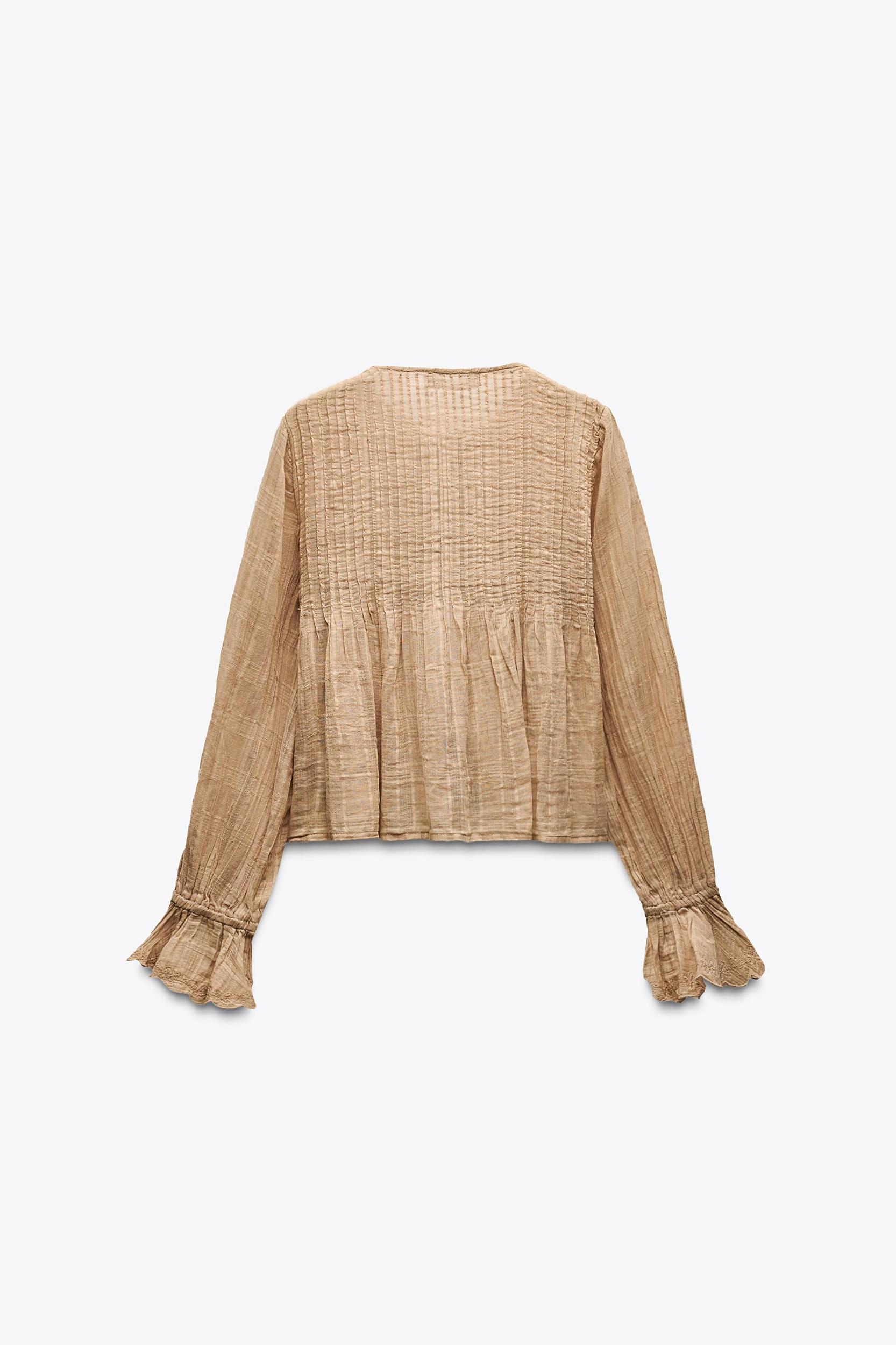 TEXTURED WEAVE RUFFLED SHIRT Product Image