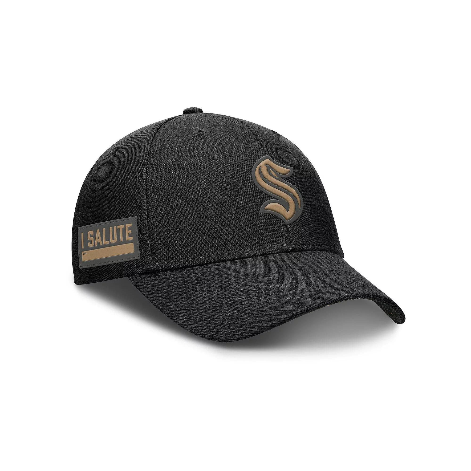 Men's Fanatics Black Seattle Kraken Authentic Pro Military Appreciation Adjustable Hat, Krk Black Product Image