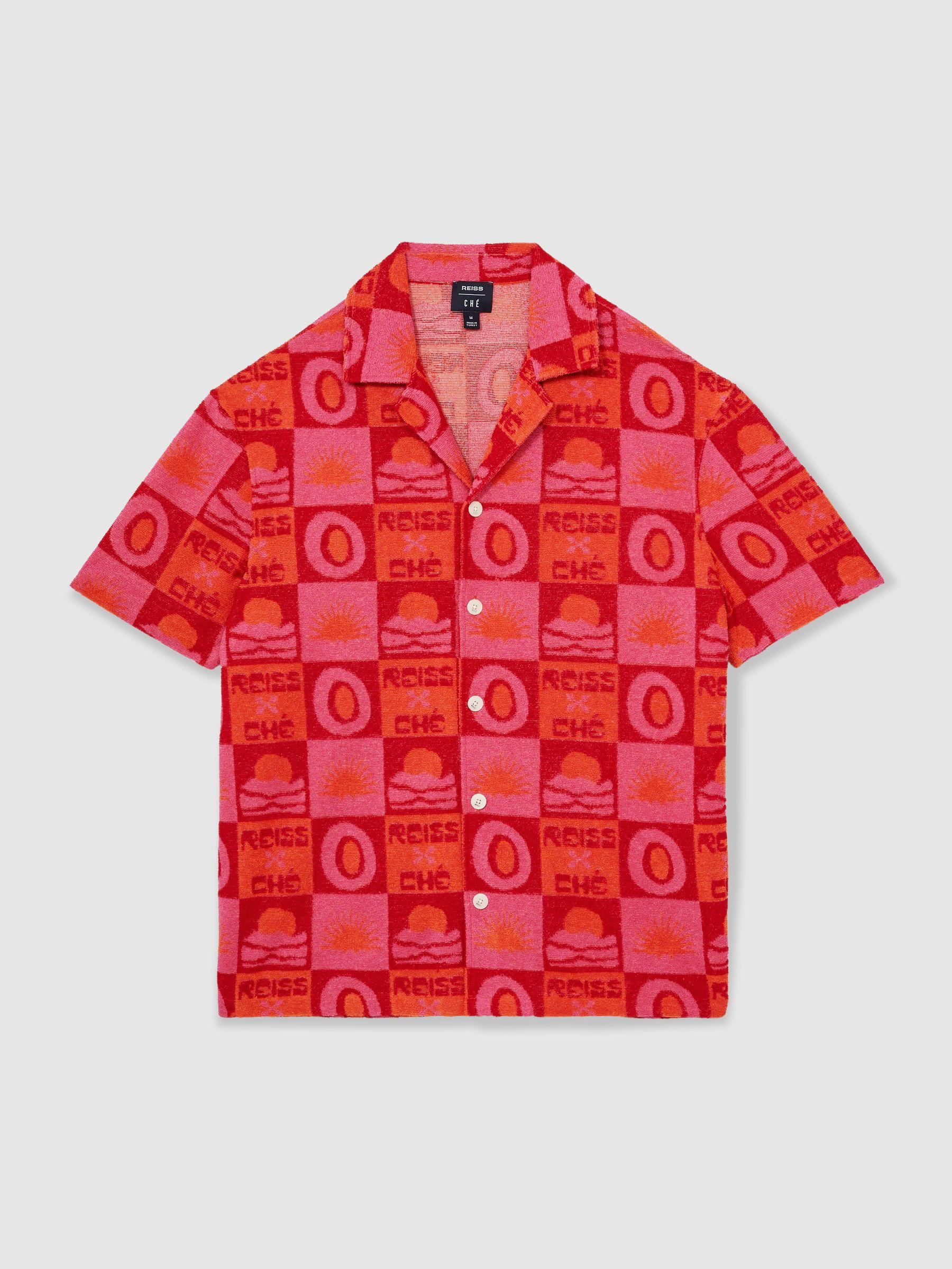 Reiss | Ché Sunset Towelling Shirt in Pink Product Image