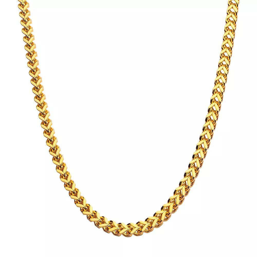 18k Gold Over Stainless Steel 8 mm Franco Chain Necklace, Men's, Size: 26", Gold Tone 8mm Product Image