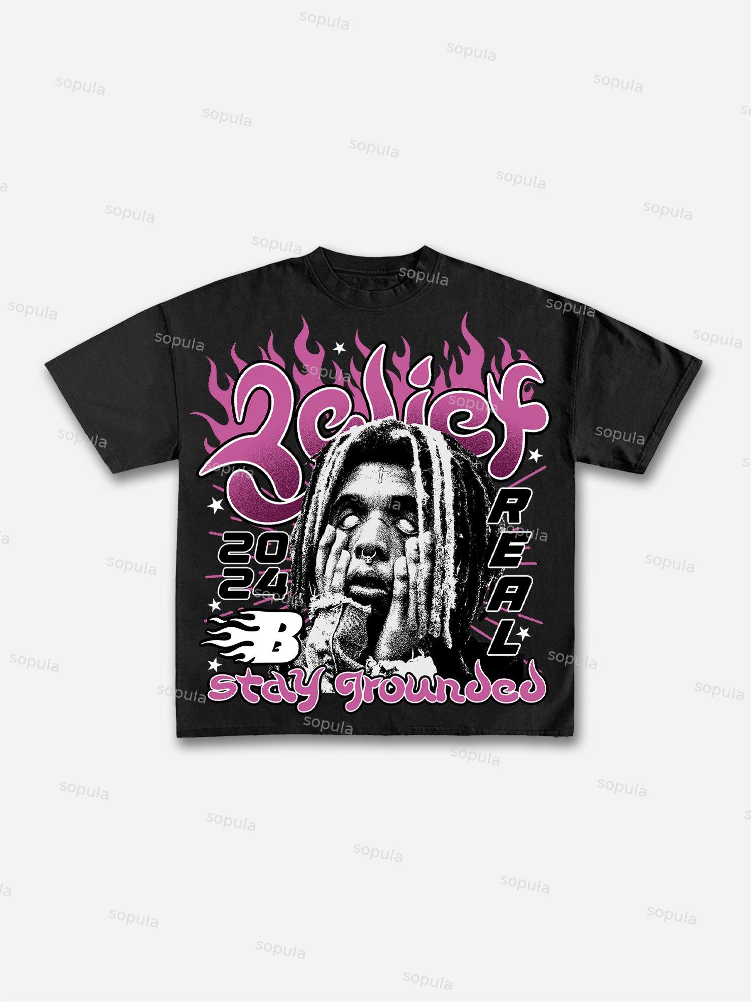 Street Faith Male Head Graphic Cotton T-shirt Product Image