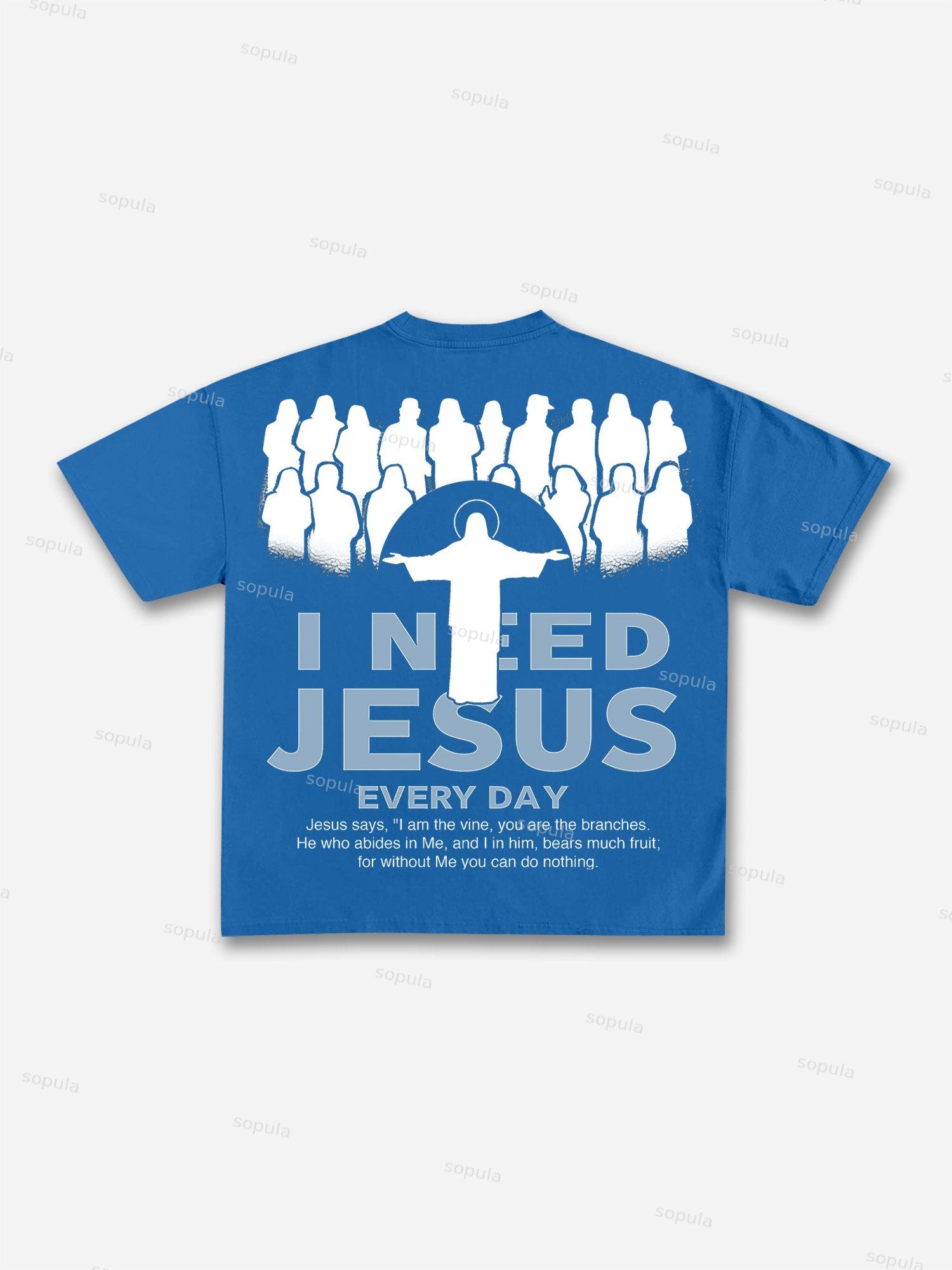 I Need Jesus Cotton T-shirt Product Image