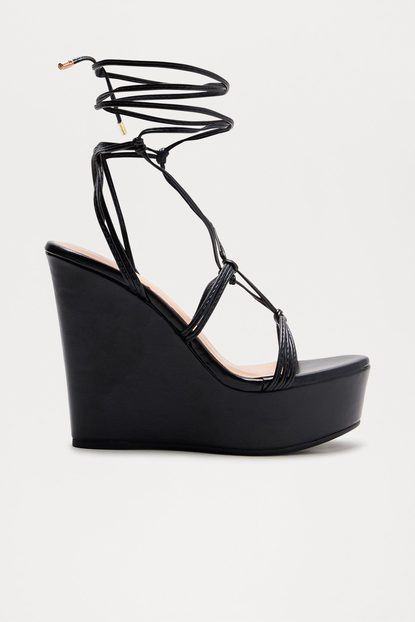 Chosen Wrap Up Platform Wedges - Black Product Image