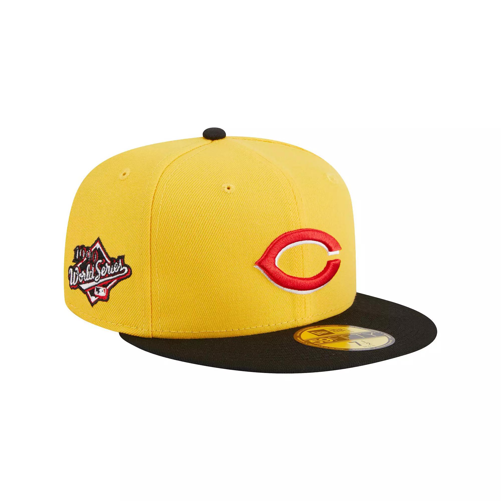 Men's New Era Yellow/Black Cincinnati Reds Grilled 59FIFTY Fitted Hat,  Product Image