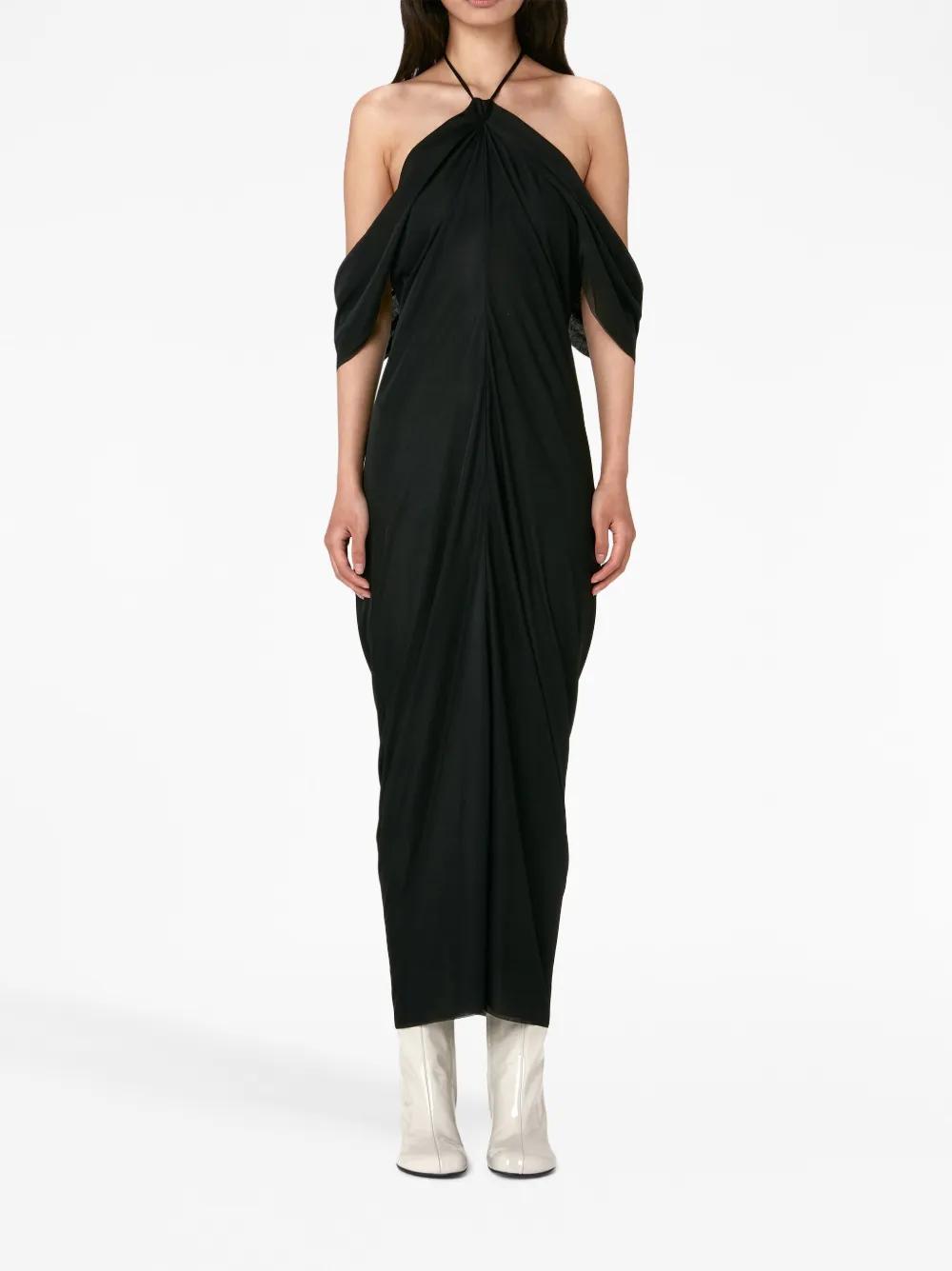 JW ANDERSON Halterneck Draped Long Dress In Black Product Image