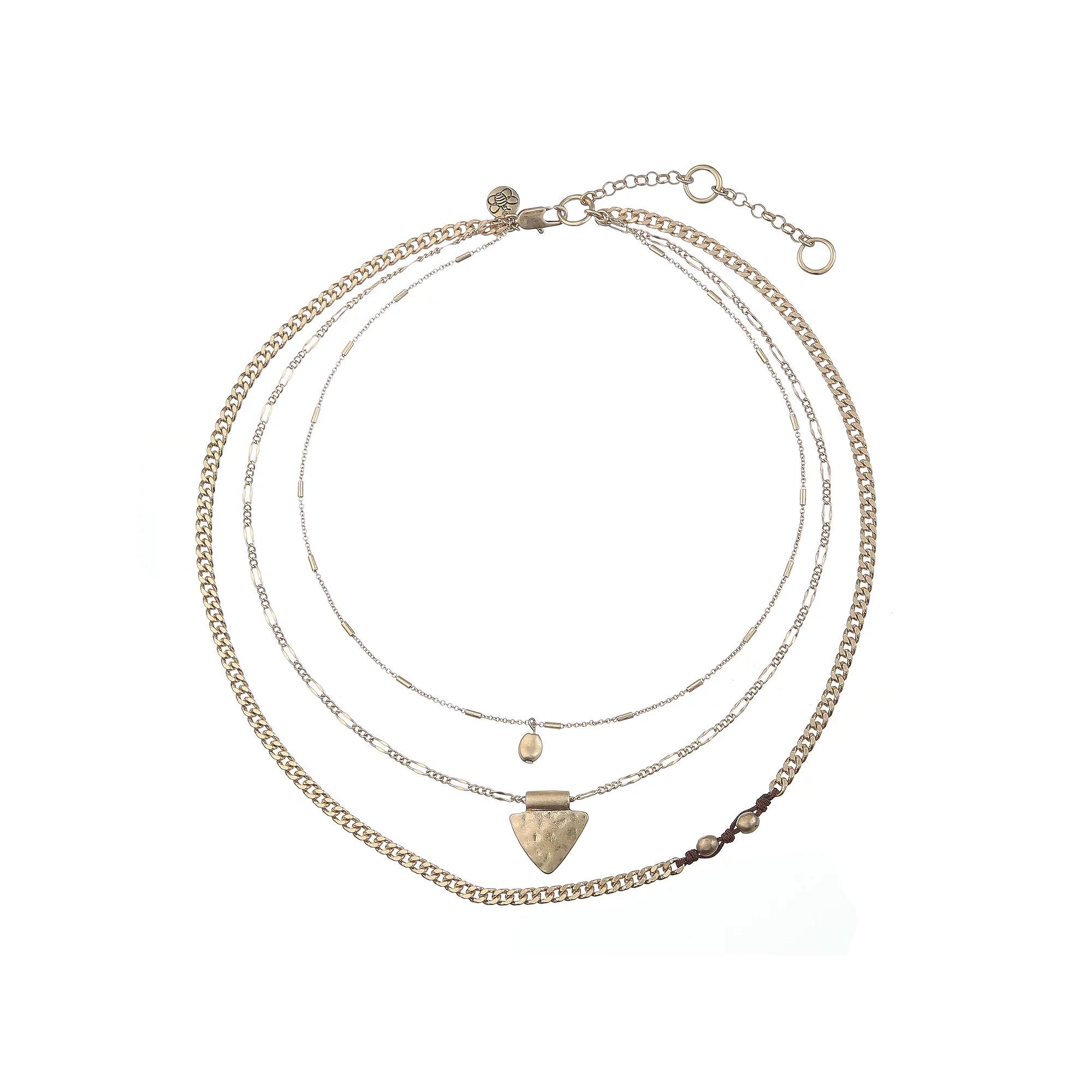 Bella Uno Worn Gold Multi-strand Arrow Charm Chain Necklace, Women's, Size: 16/18/20+3, Gold Tone Product Image