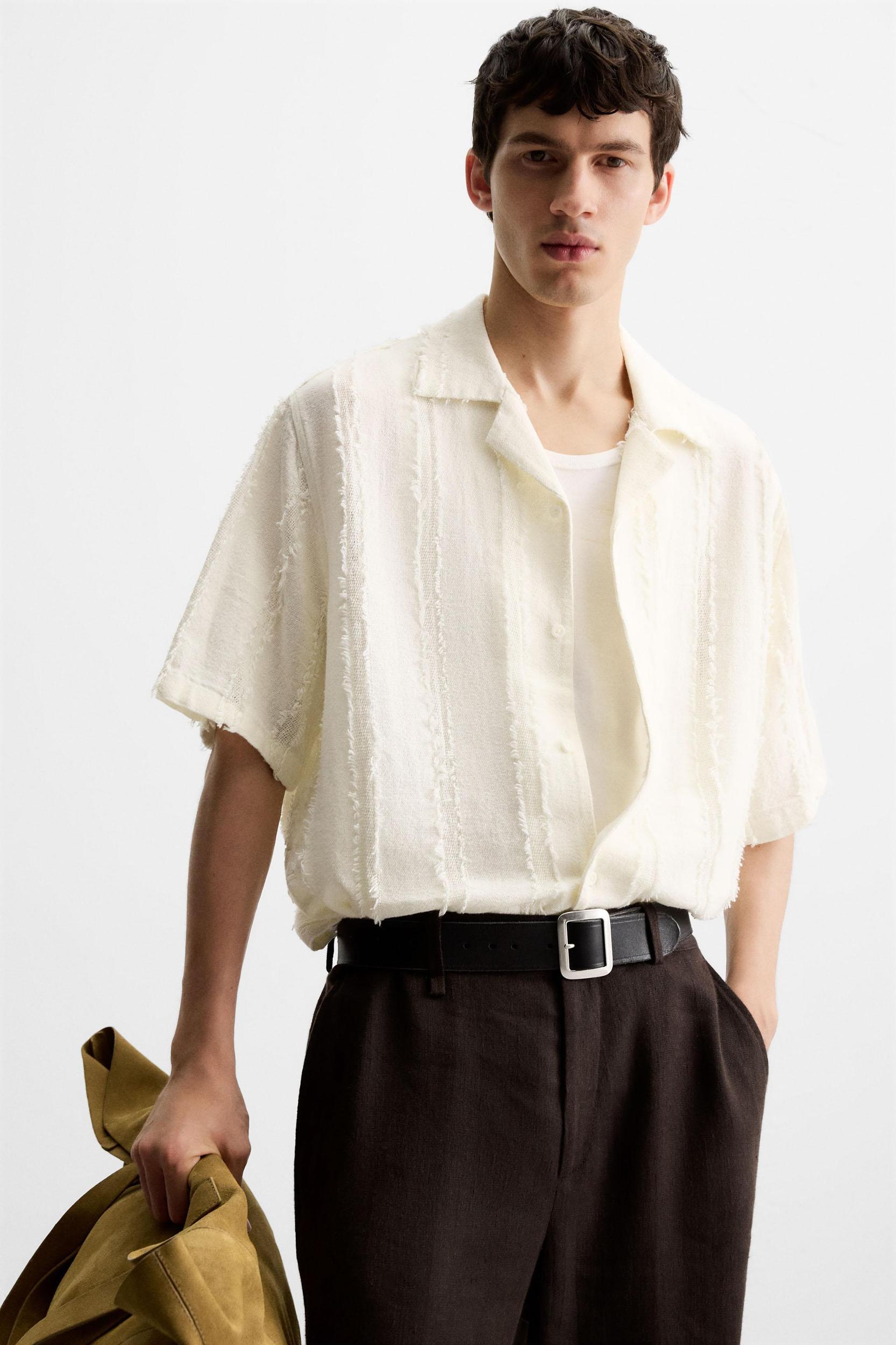 JACQUARD FRAYED SHIRT Product Image