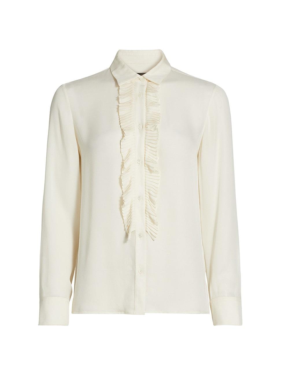Womens Danika Silk Ruffled Shirt Product Image