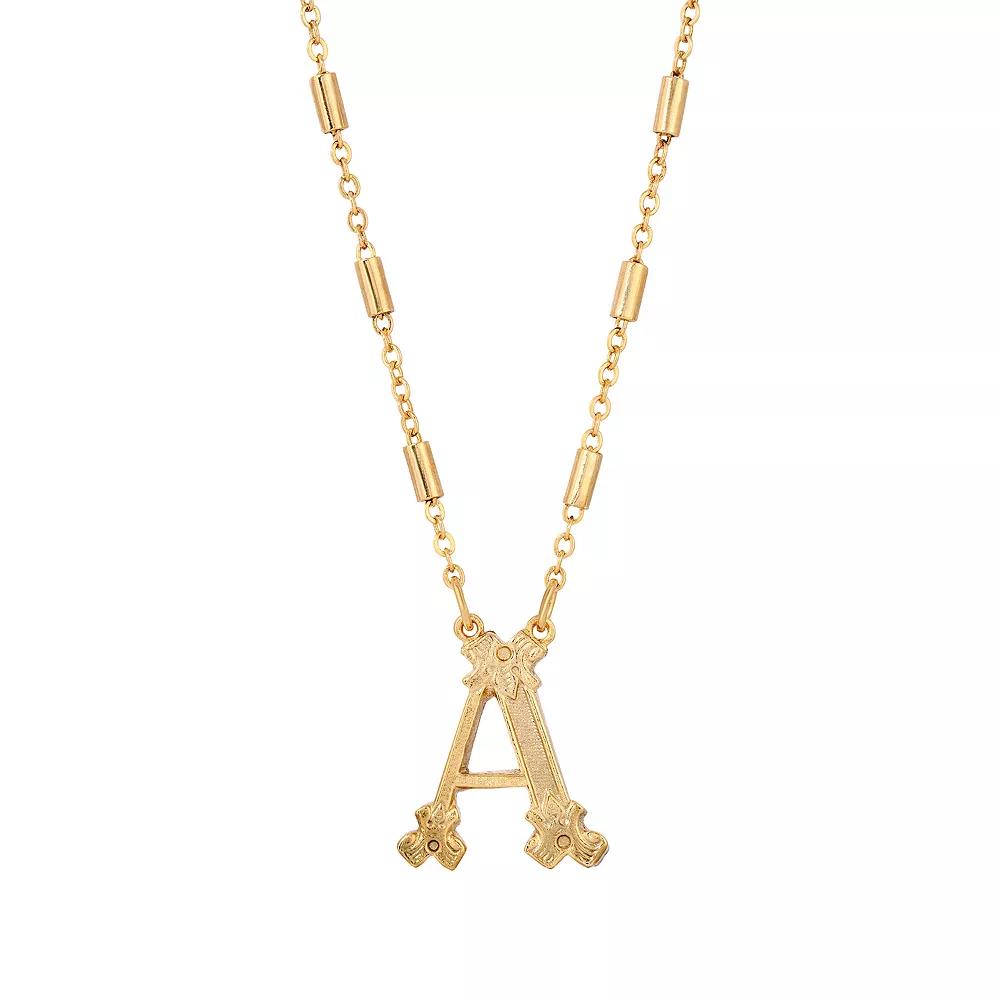 1928 Gold Tone Initial Necklace, Womens, Yellow W Product Image