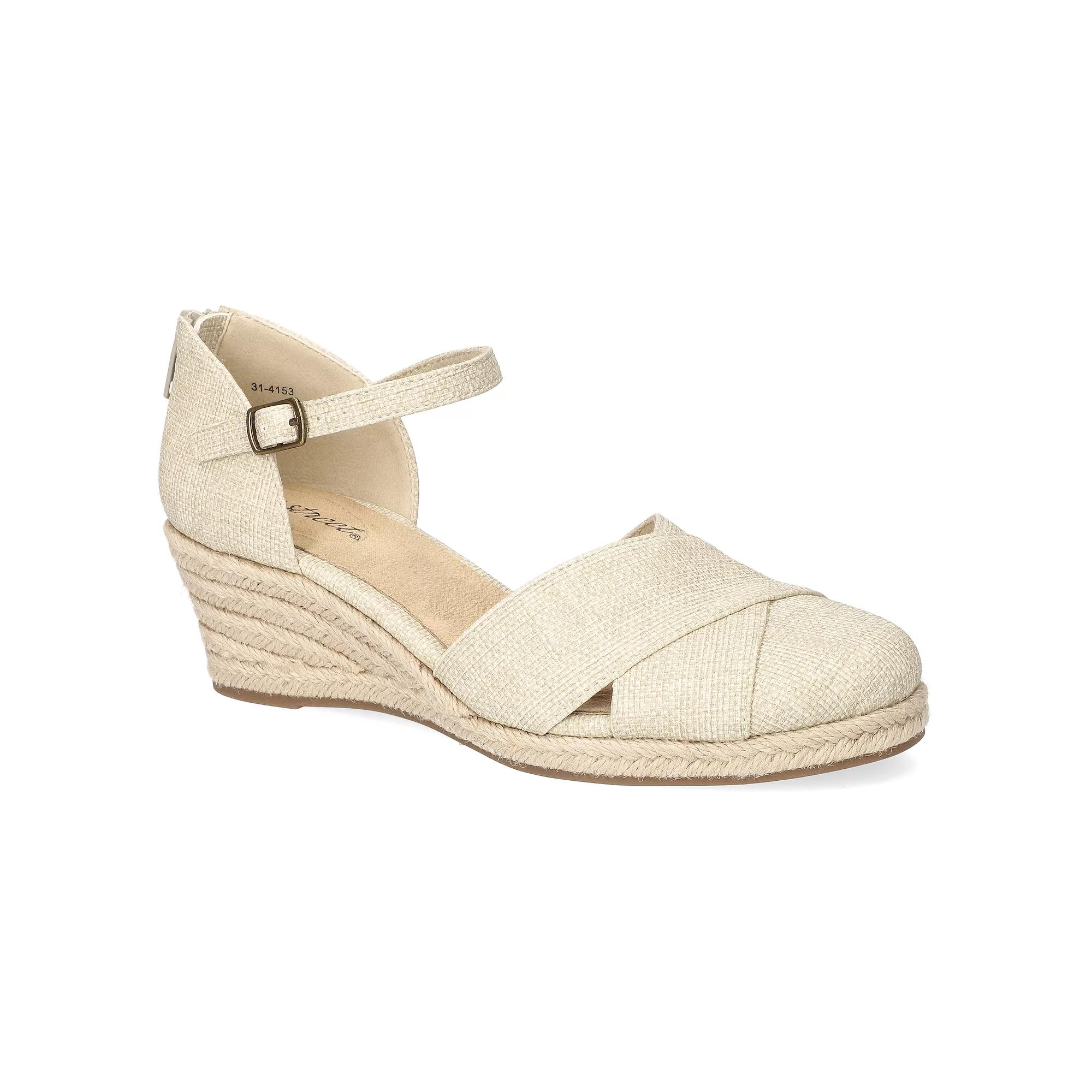 Easy Street Comfort Espadrille Women's Wedge Sandals, Size: 9.5, Natural Linen Embossed Product Image