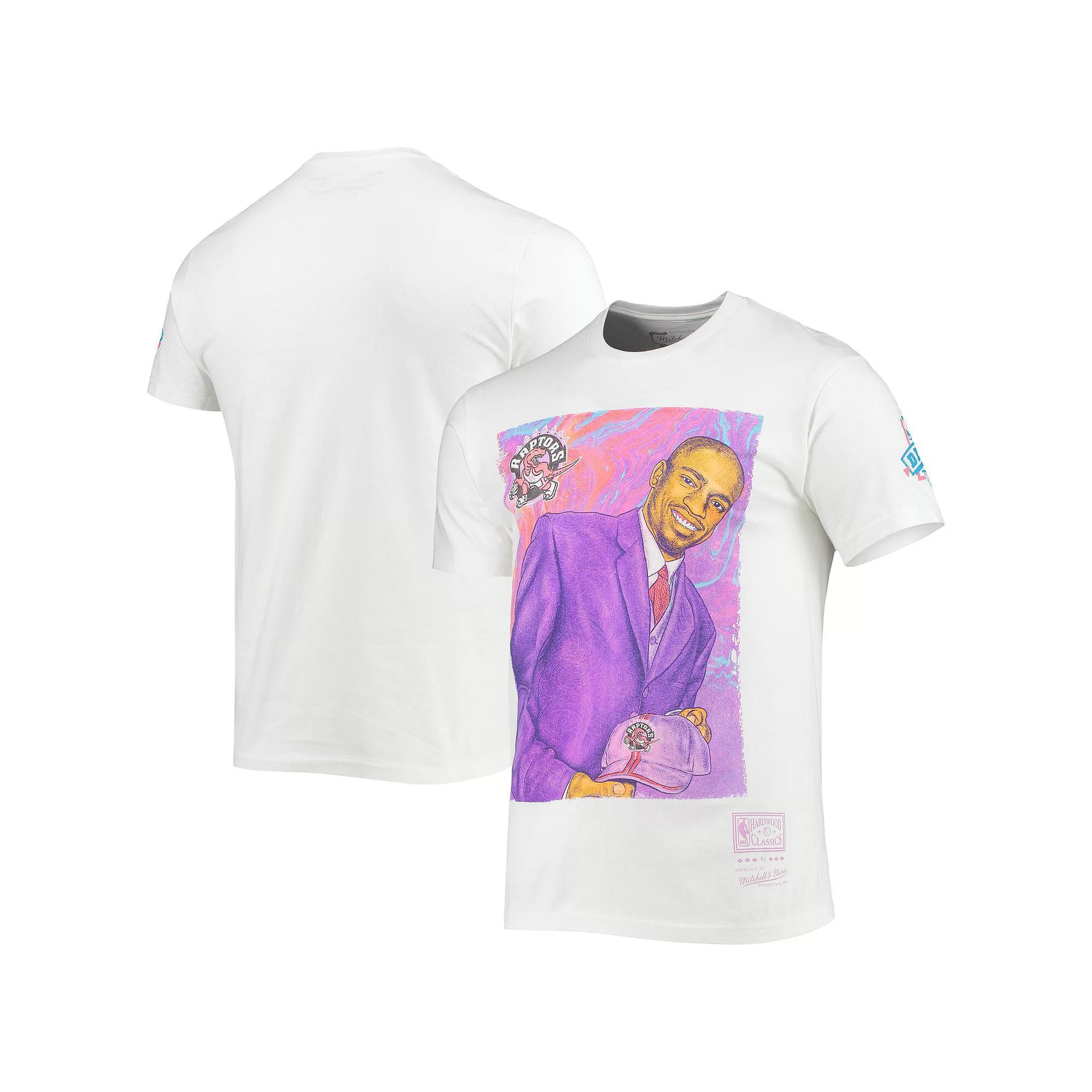 Men's Mitchell & Ness Vince Carter White Toronto Raptors Hardwood Classics Draft Day Colorwash T-Shirt, Size: 2XL, Rpt White Product Image