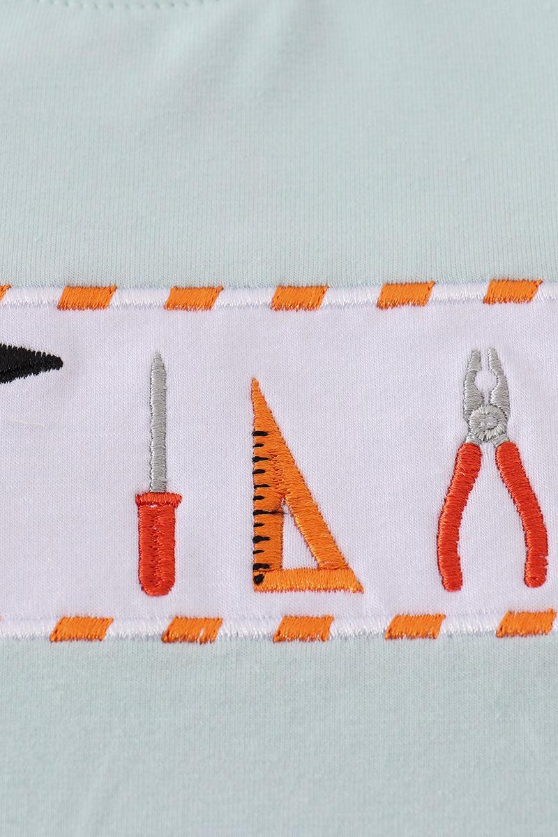Blue tool embroidery top Product Image