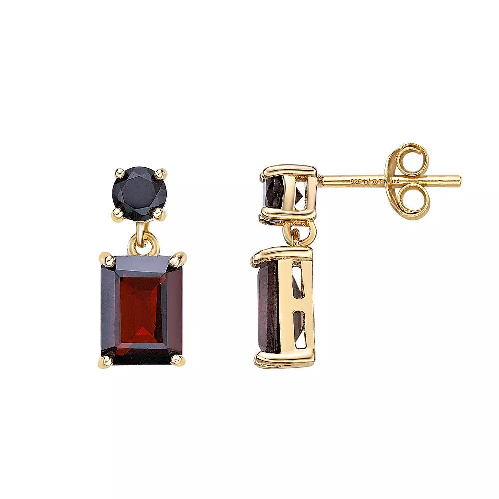 Gemminded 18k Gold Over Silver Garnet Drop Earrings, Women's, Gold Tone Product Image