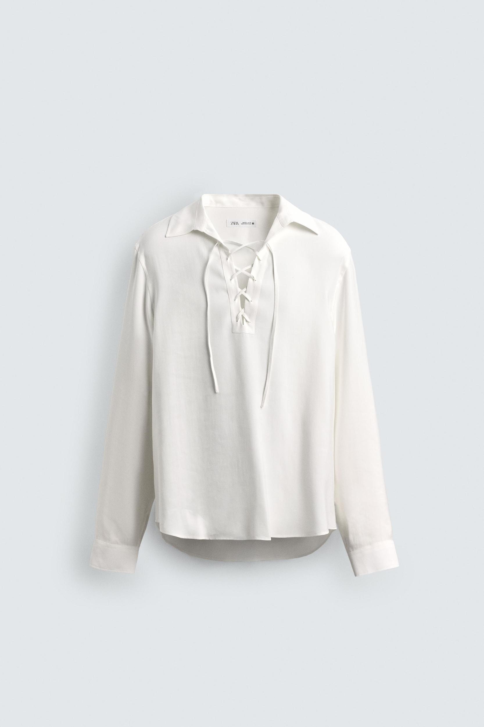 FLOWY DRAWSTRING POLO SHIRT Product Image