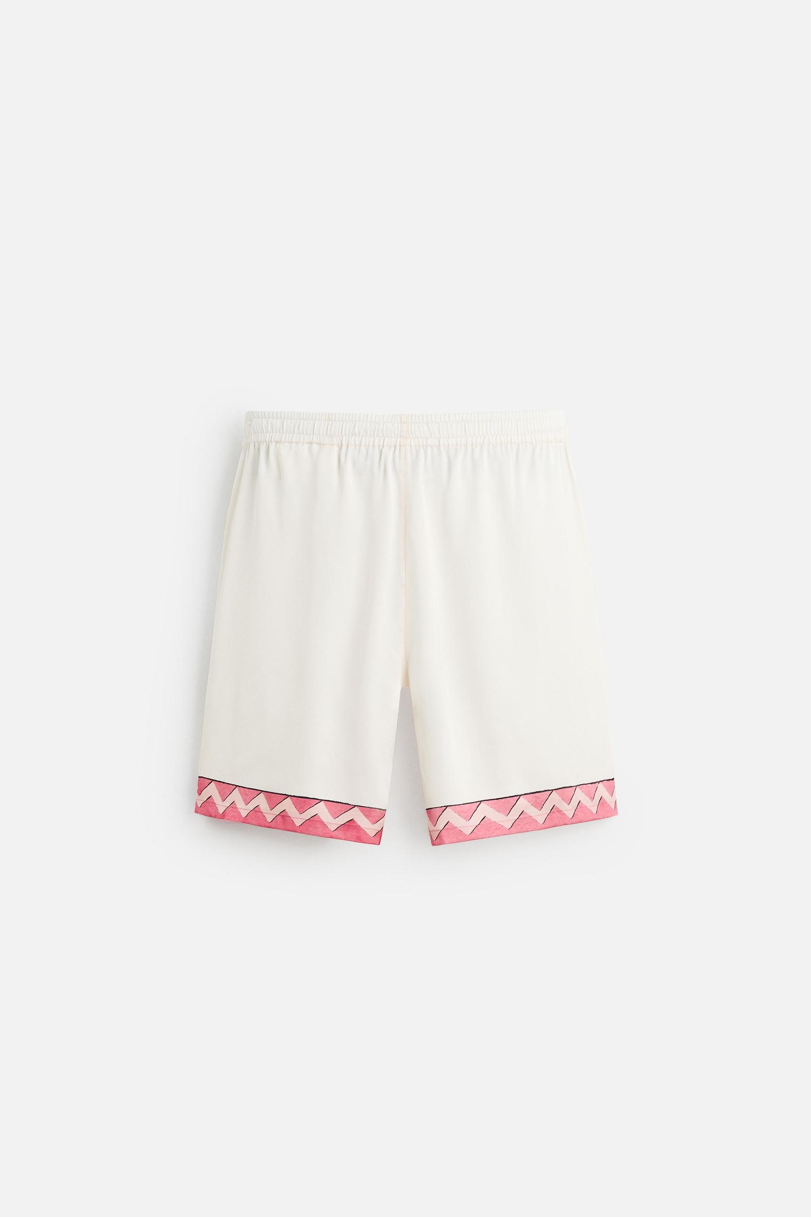SATIN SHORTS WITH CONTRAST STRIPES Product Image
