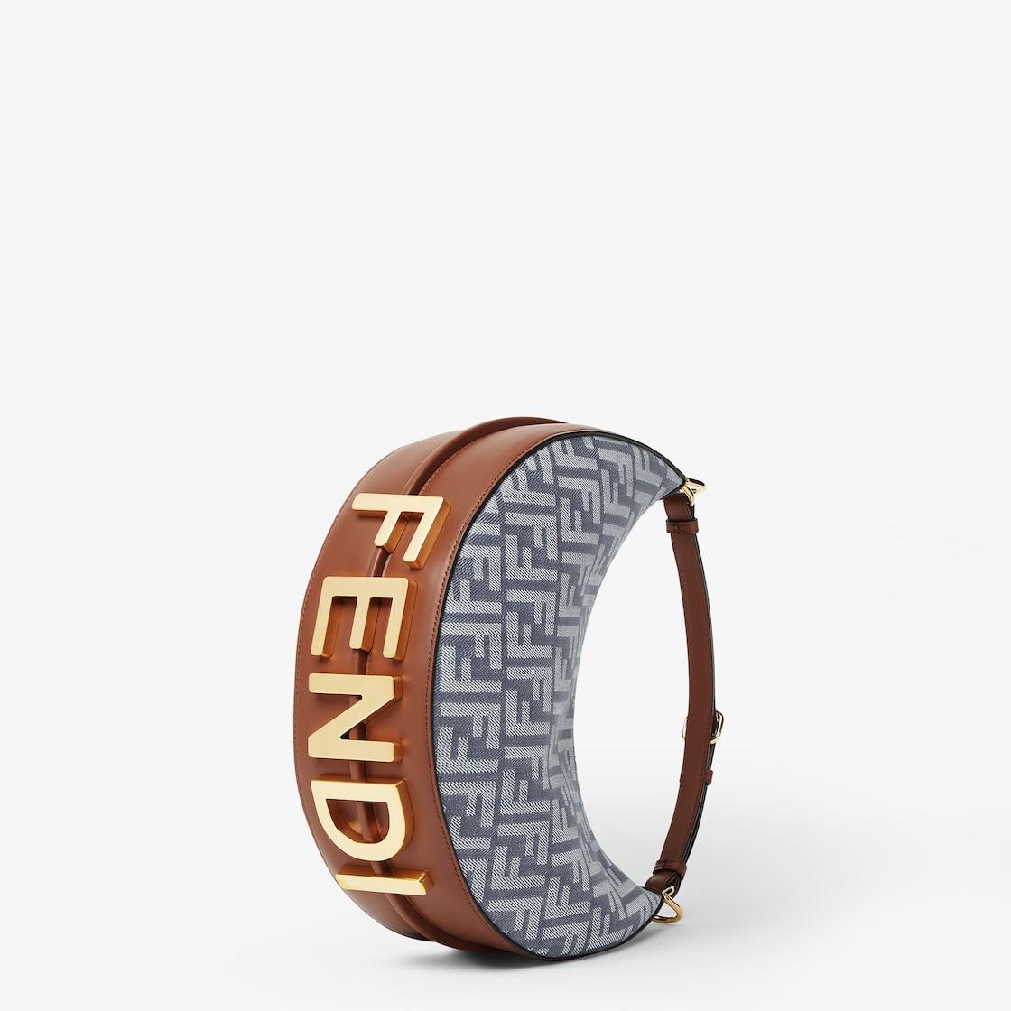 Fendigraphy SmallBlue denim-effect FF jacquard bag Product Image