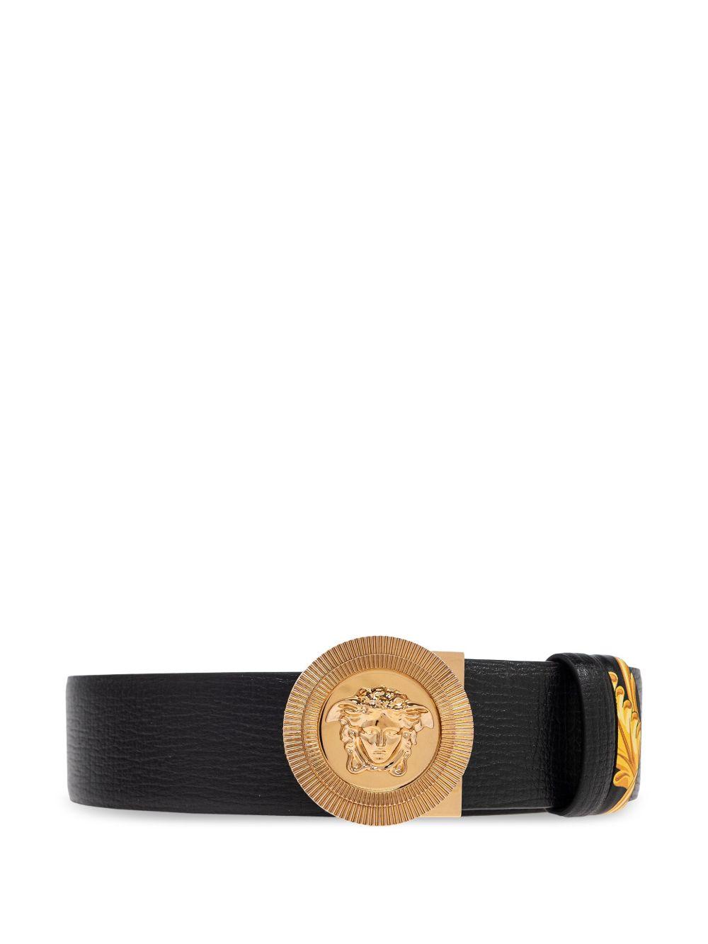 Medusa-buckle leather belt Product Image