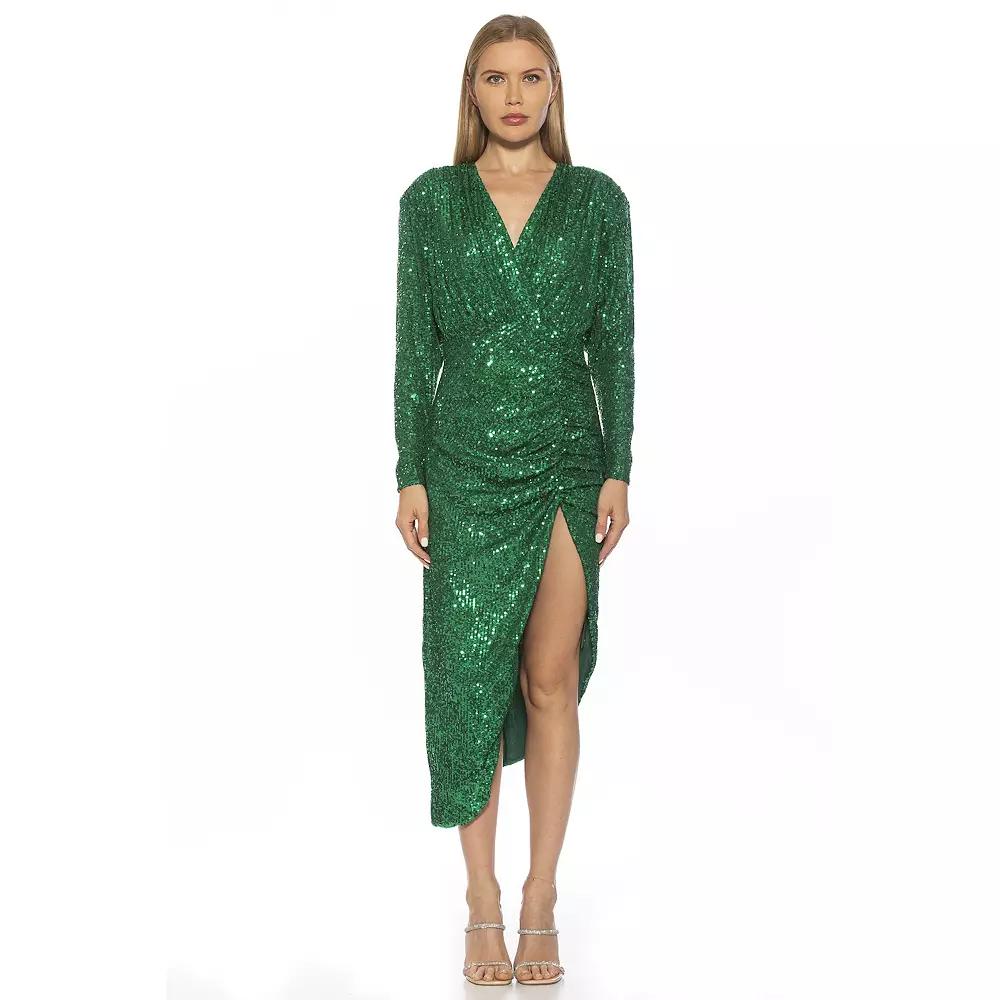 Women's ALEXIA ADMOR Silena Sequin Surplice Dolman Sleeve Ruched Dress,  Product Image