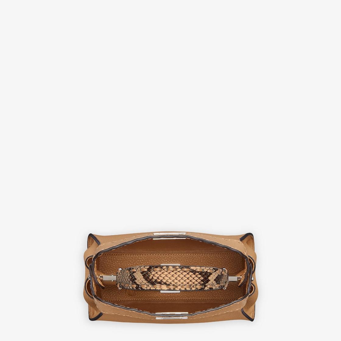 Peekaboo MiniCappuccino-colored Selleria bag with 220 hand-sewn stitches Product Image