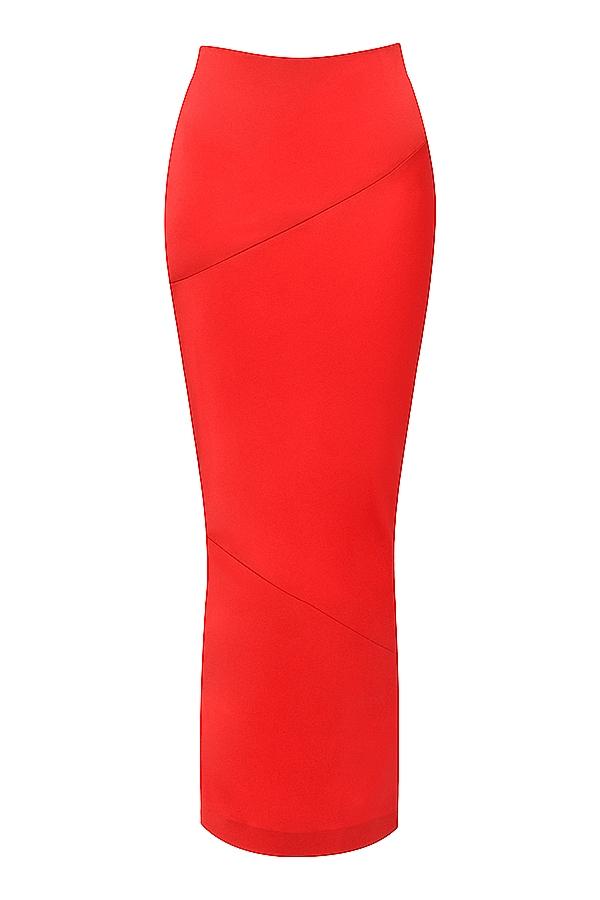 Colette  scarlet satin low waist midi skirt Product Image