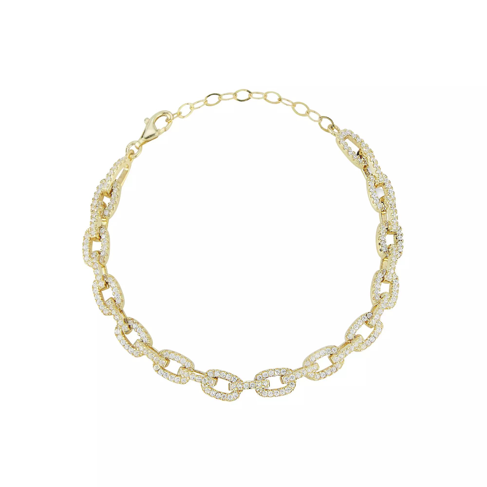 Sunkissed Sterling Cubic Zirconia Link Bracelet, Women's, Size: 7", Gold Tone Product Image