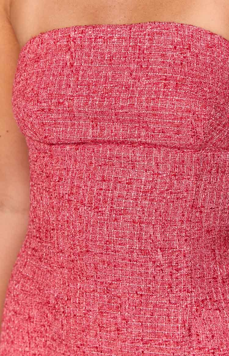 Monaco Red Tweed Strapless Mini Dress Product Image
