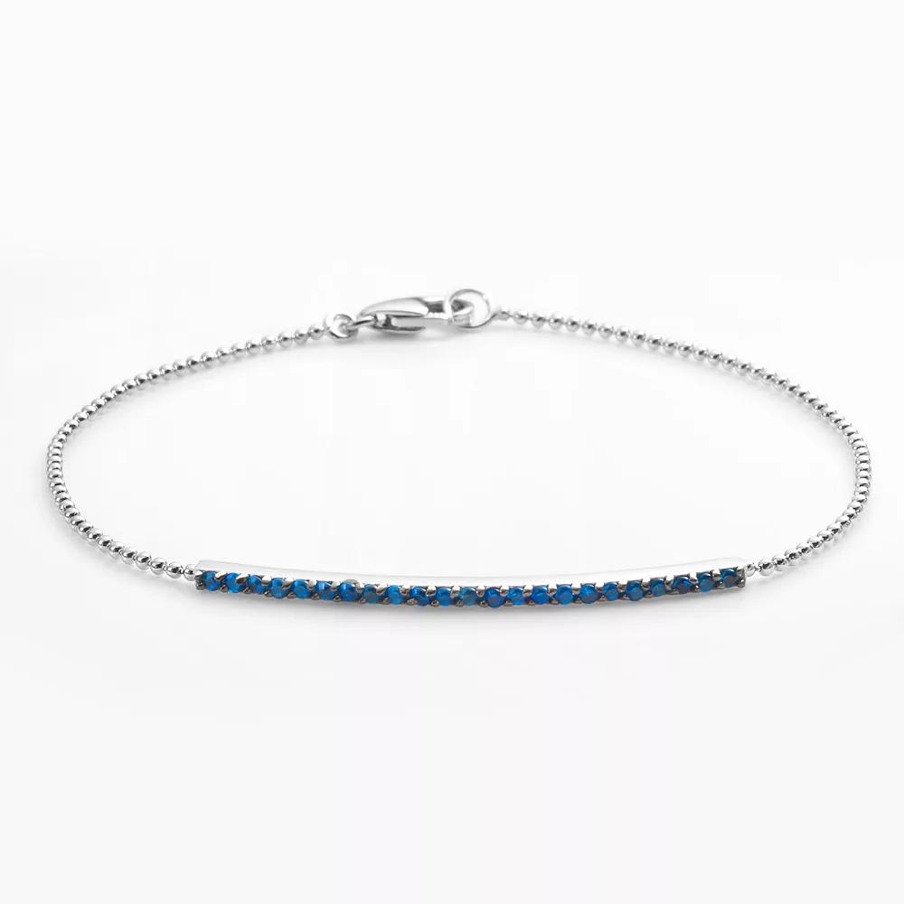 Sophie Miller Sterling Silver Blue Cubic Zirconia Bar Link Bracelet, Women's, Size: 7" Product Image