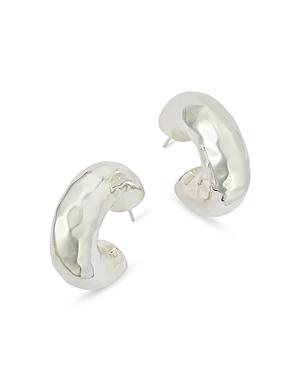 Thick Hammered Round Hoop Earrings in Sterling Silver Product Image