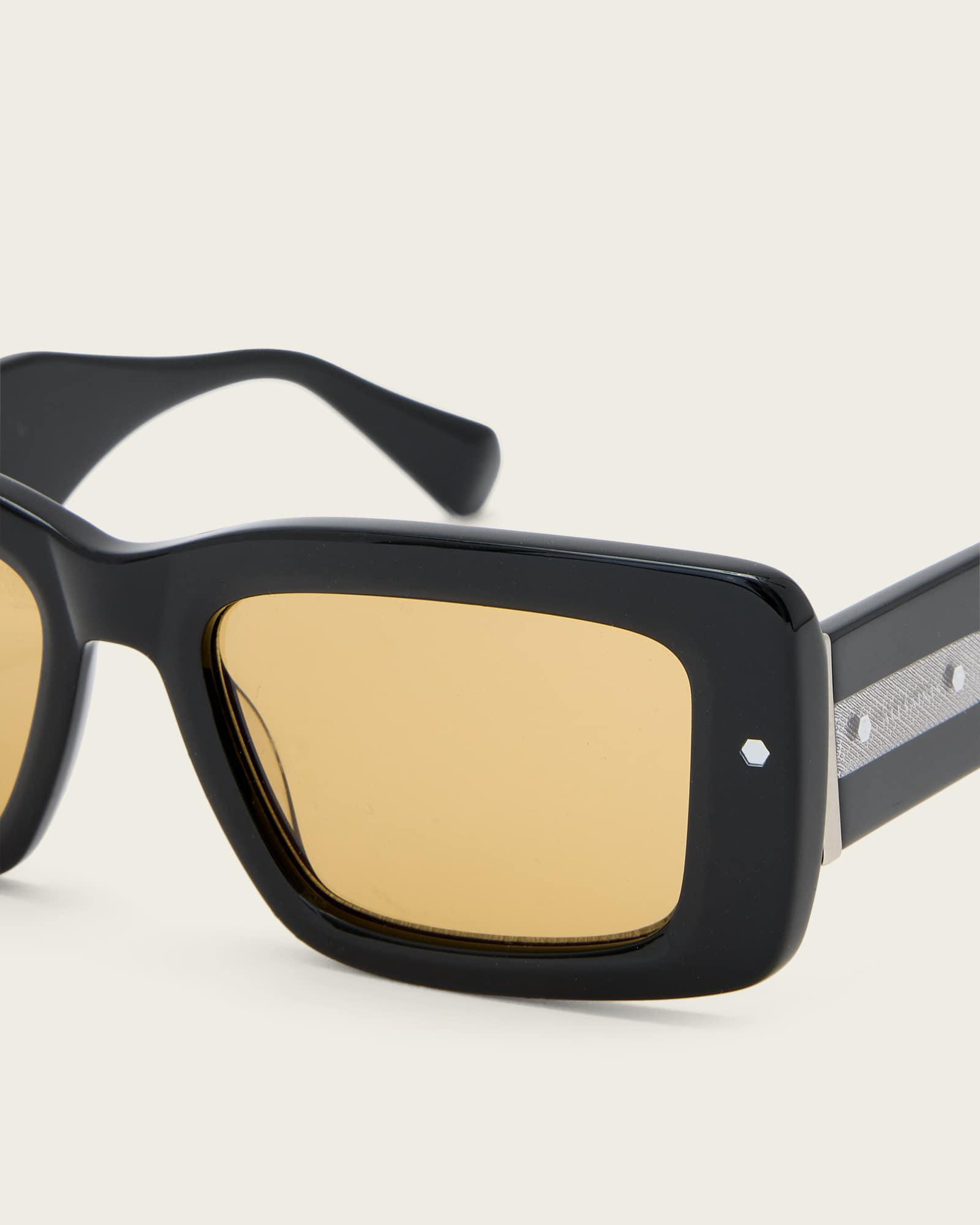 Cordie Rectangular Shaped Sunglasses GLOSS BLACK | ALLSAINTS US Product Image