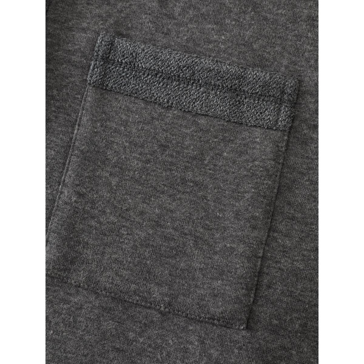 Plus Size Round Neck Ribbed Hem Button Coat Women DarkGray Leisure Button Ladies Casual Winter Coats BloomChic 28/5X Product Image