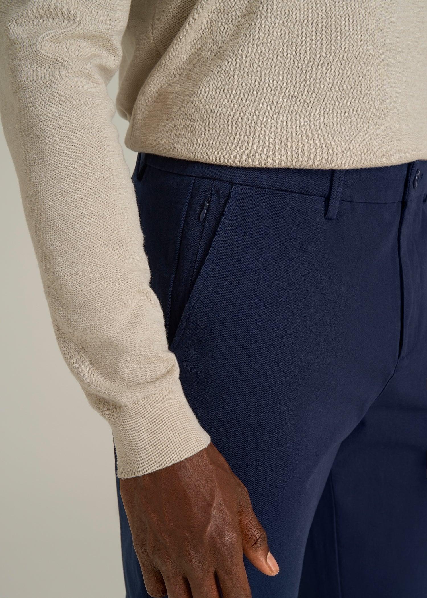 4 Way Stretch Commuter STRAIGHT Leg Chino Pants for Tall Men in Summer Blue Male Product Image