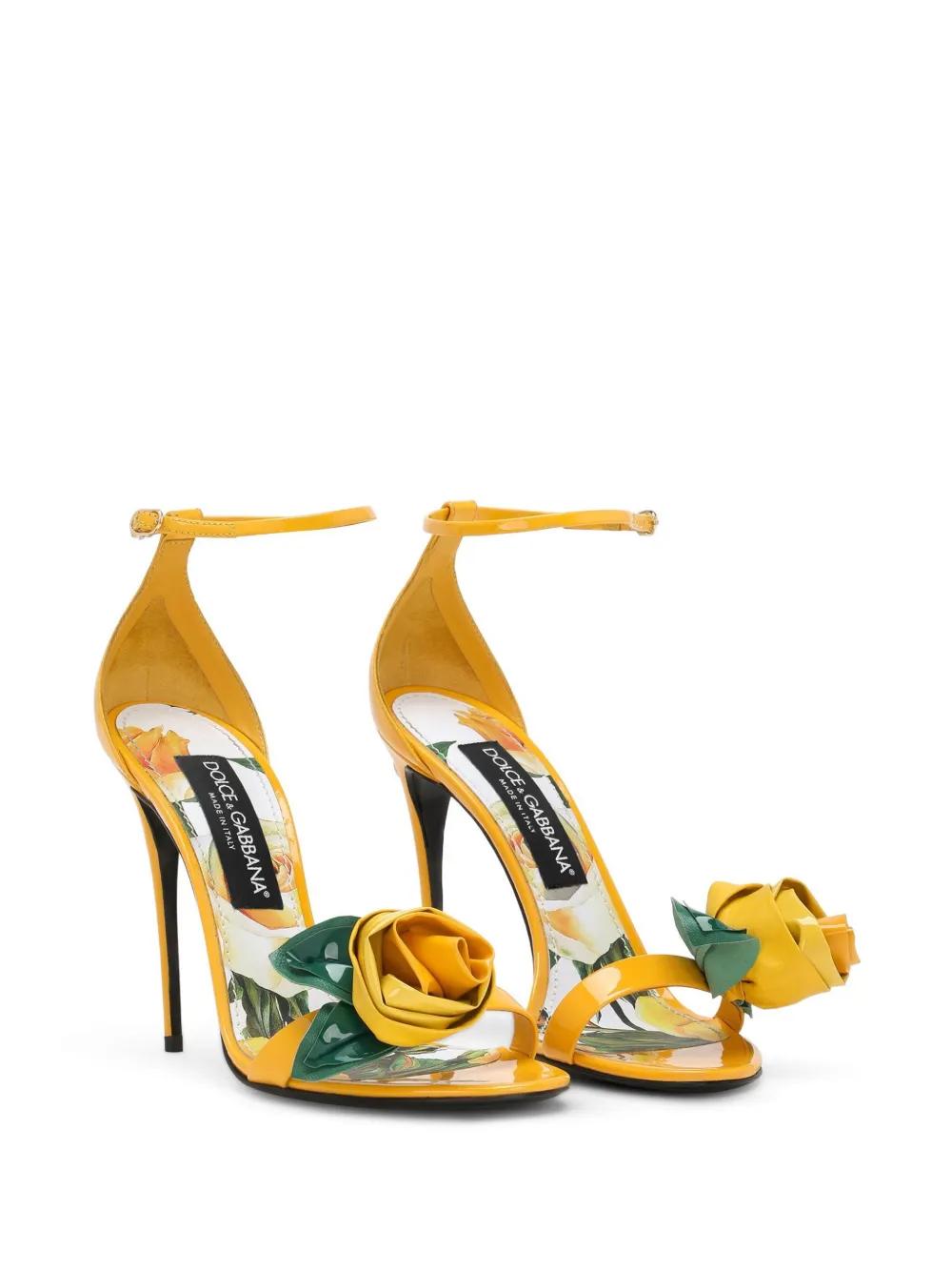 105mm Keira floral-appliqué leather sandals Product Image