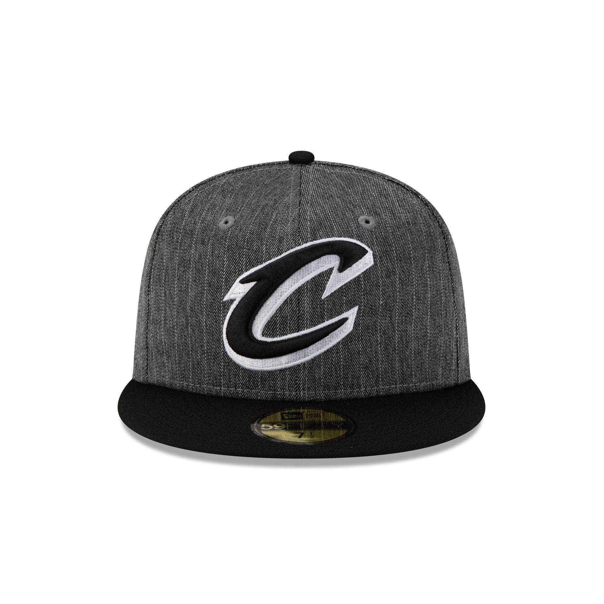 Just Caps Black Pinstripe Cleveland Cavaliers 59FIFTY Fitted Hat Male Product Image