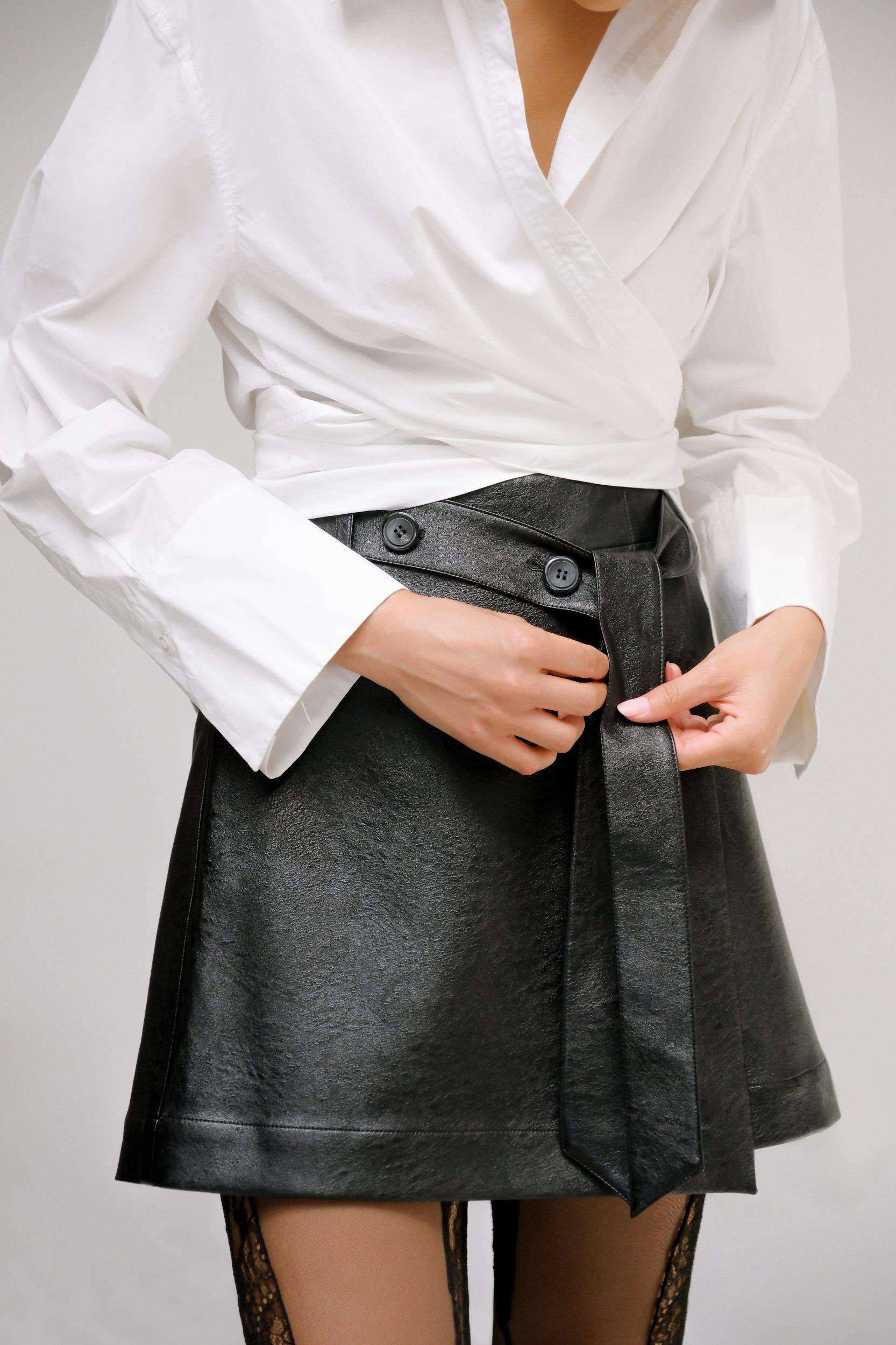 Tanner Vegan Leather Wrap Skirt Product Image