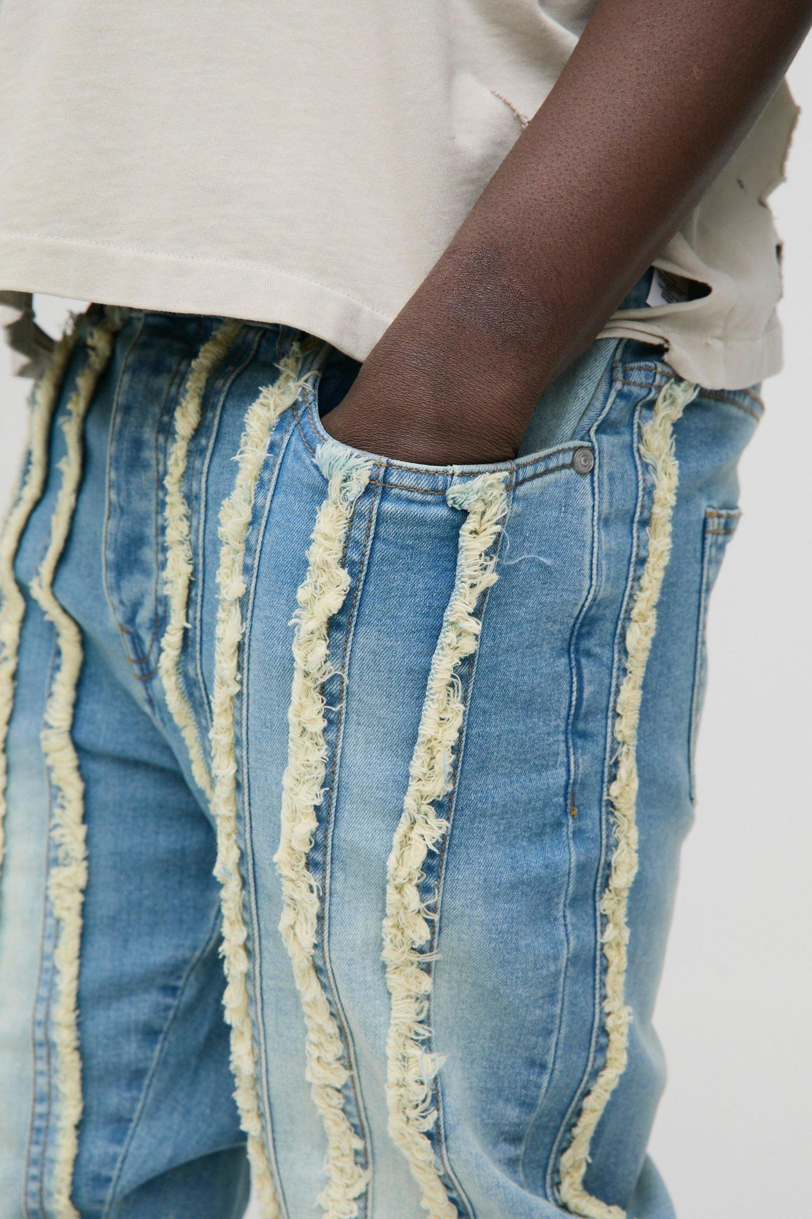 Skinny Stacked Washed Distressed Jeans | boohooMAN USA Product Image