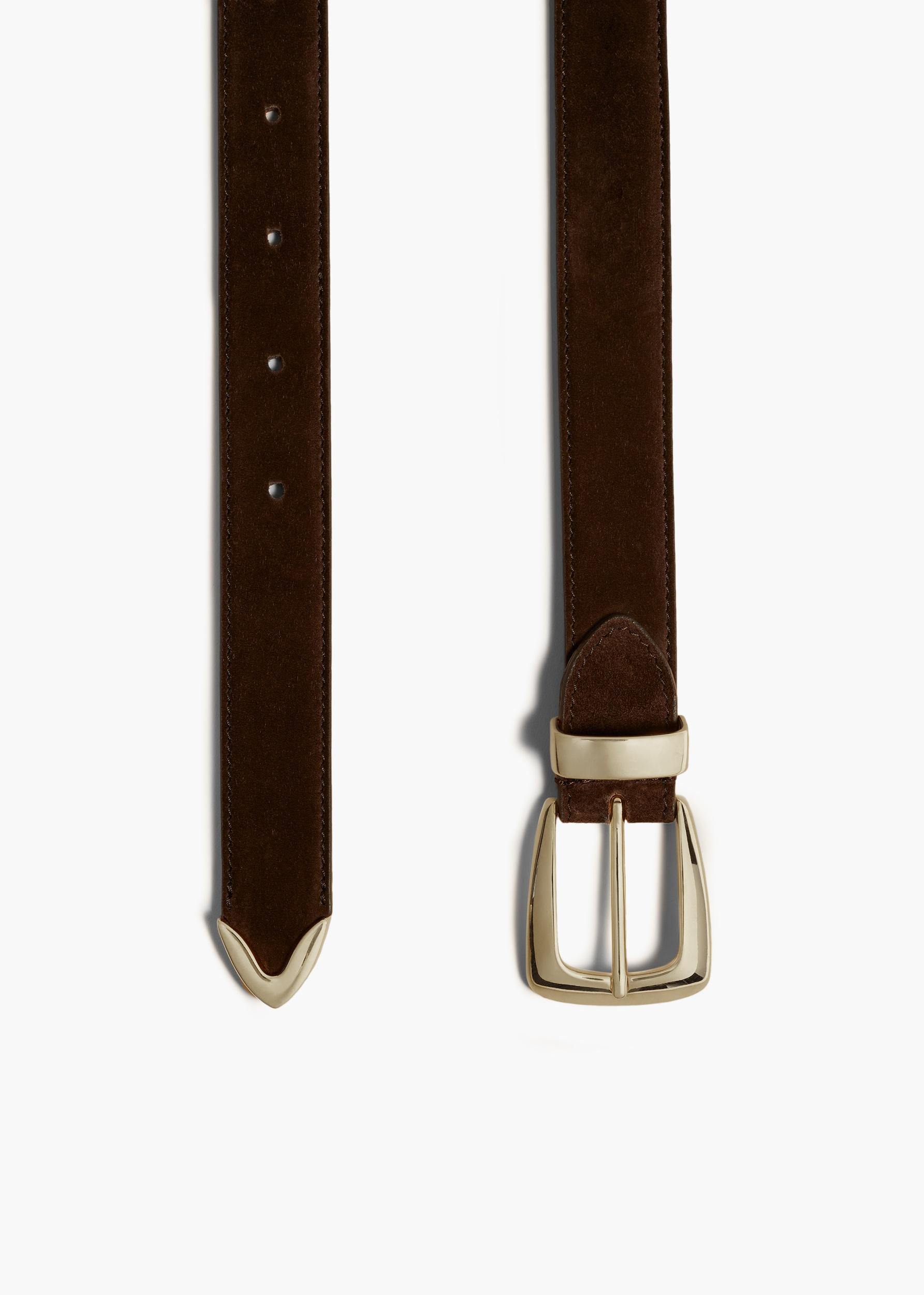 Benny Belt in Coffee Suede with Gold Product Image