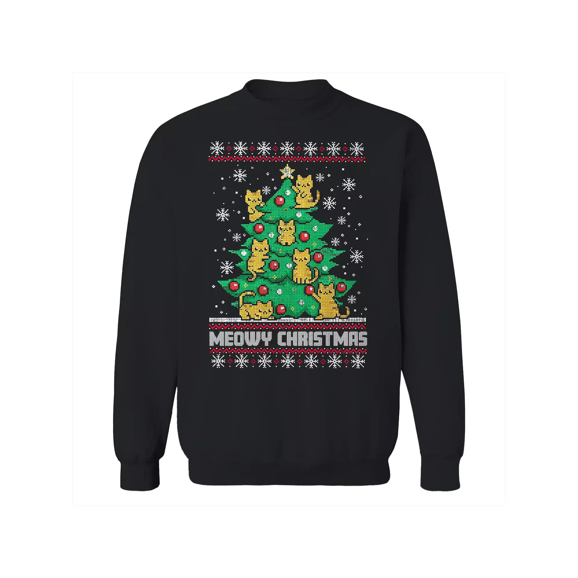 Men's Meowy Tree Christmas Sweater Graphic Sweatshirt, Adult Unisex,  Product Image