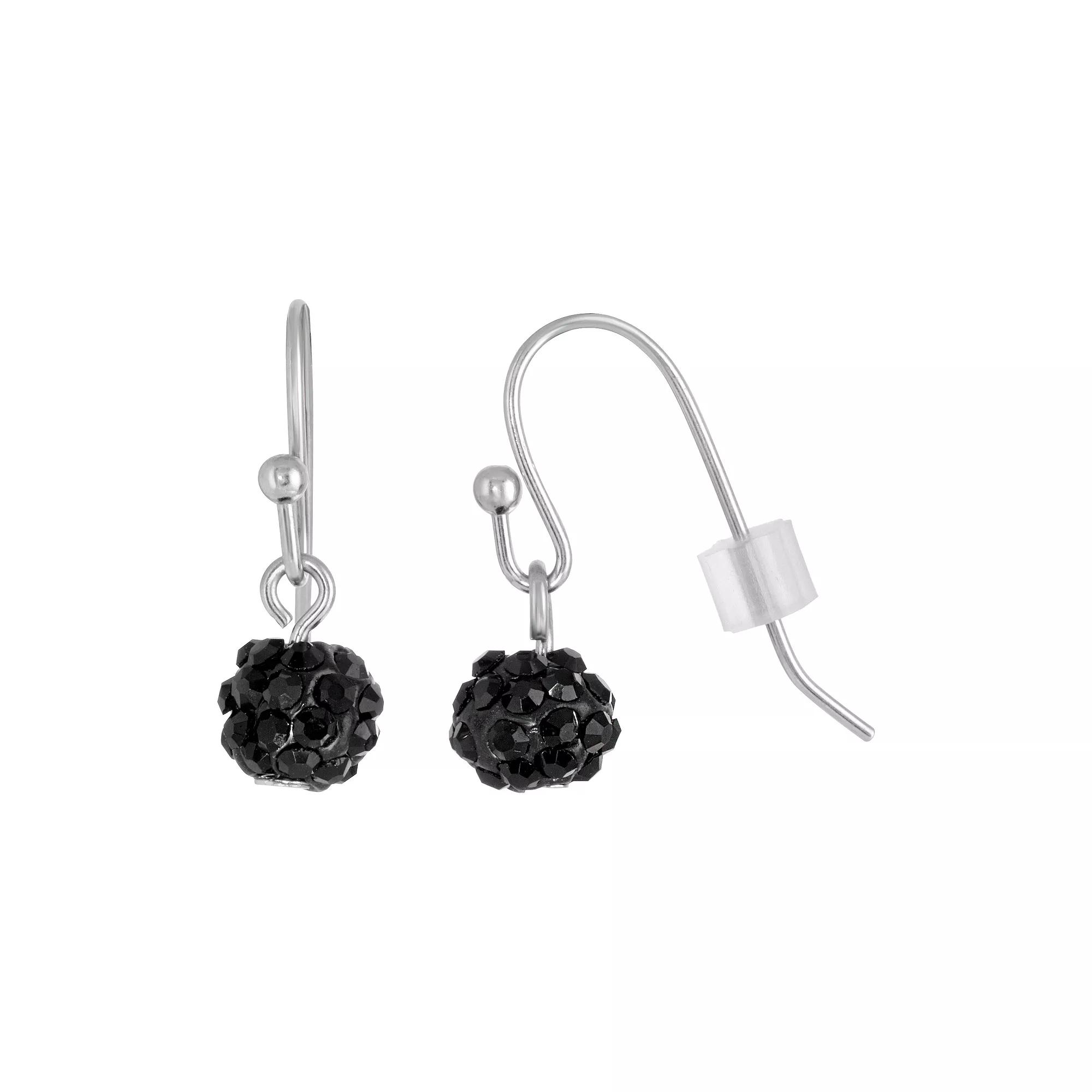 1928 Silver Tone Jet Pave Drop Earrings, Women's, Black Product Image